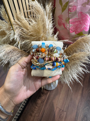 Urbana Beaded Stretch Bracelet Blue Multi By Caroline Hill