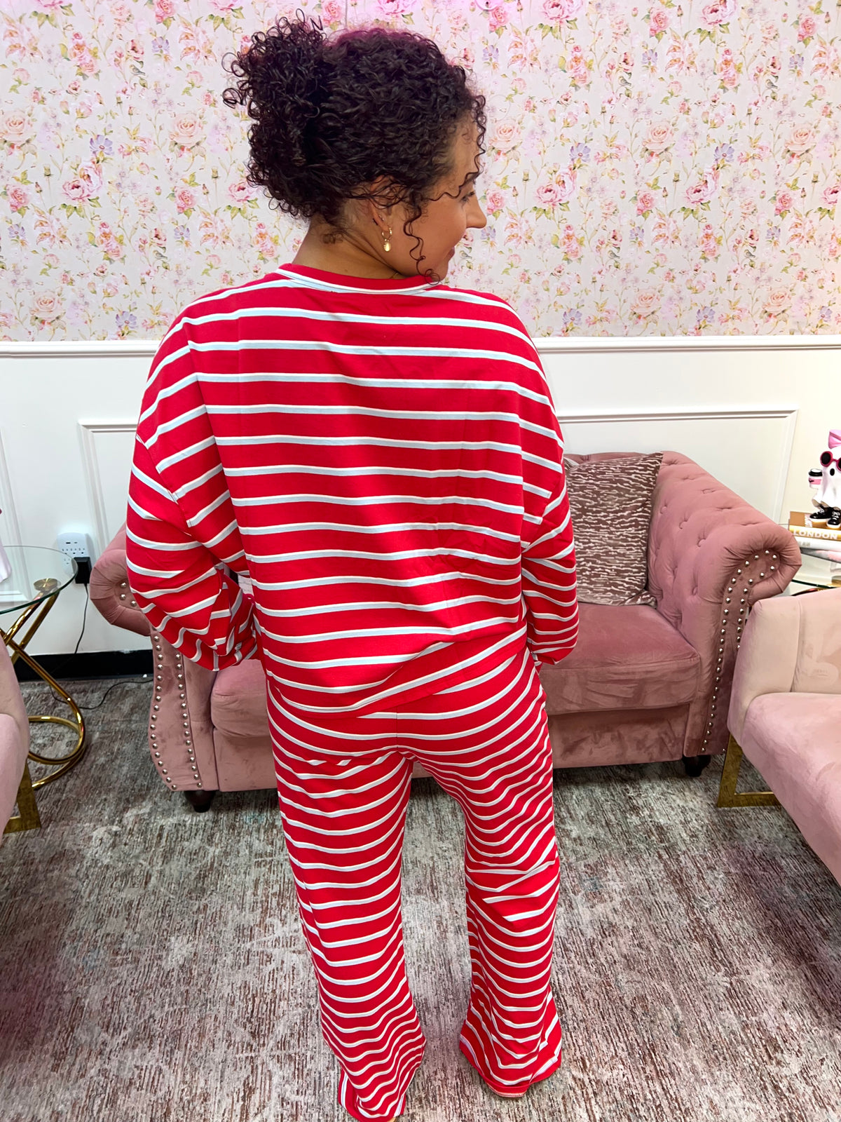 Cherry Stripe Social Pants Set By Day + Moon