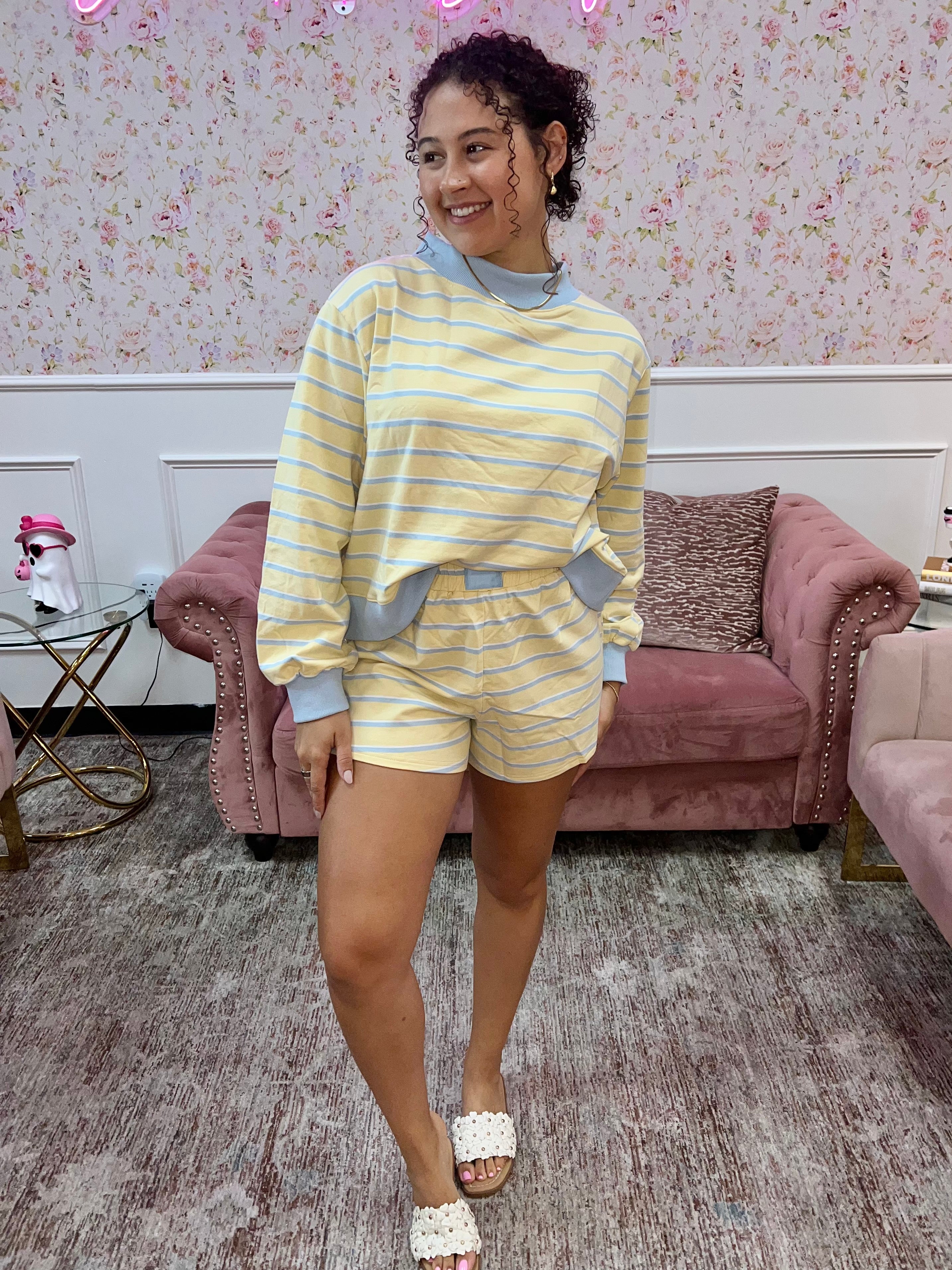 Sunshine & Blue Skies Striped Shorts By Day + Moon