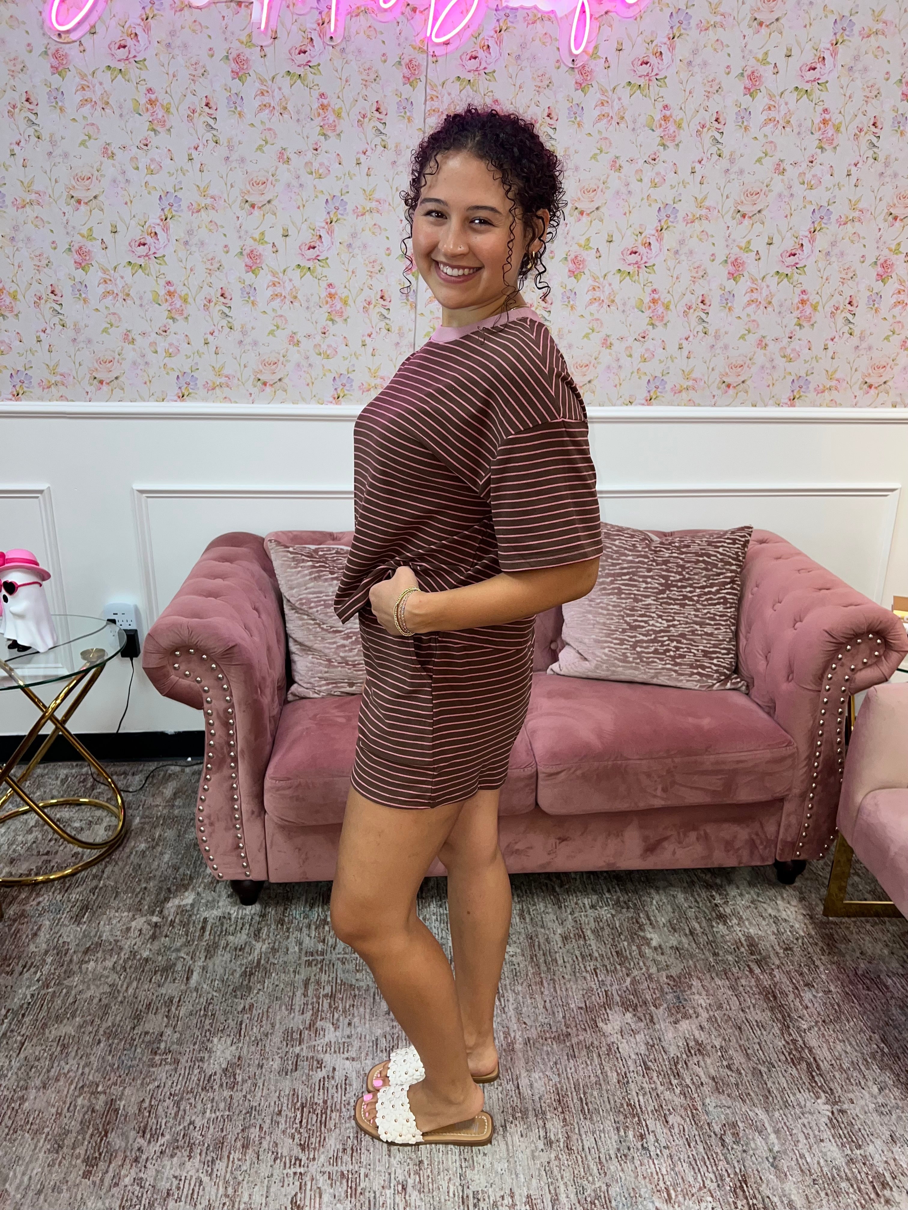 Cocoa Striped Everyday Shorts By Day + Moon