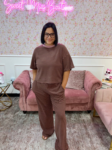 Cocoa Blush Striped Pants By Day + Moon