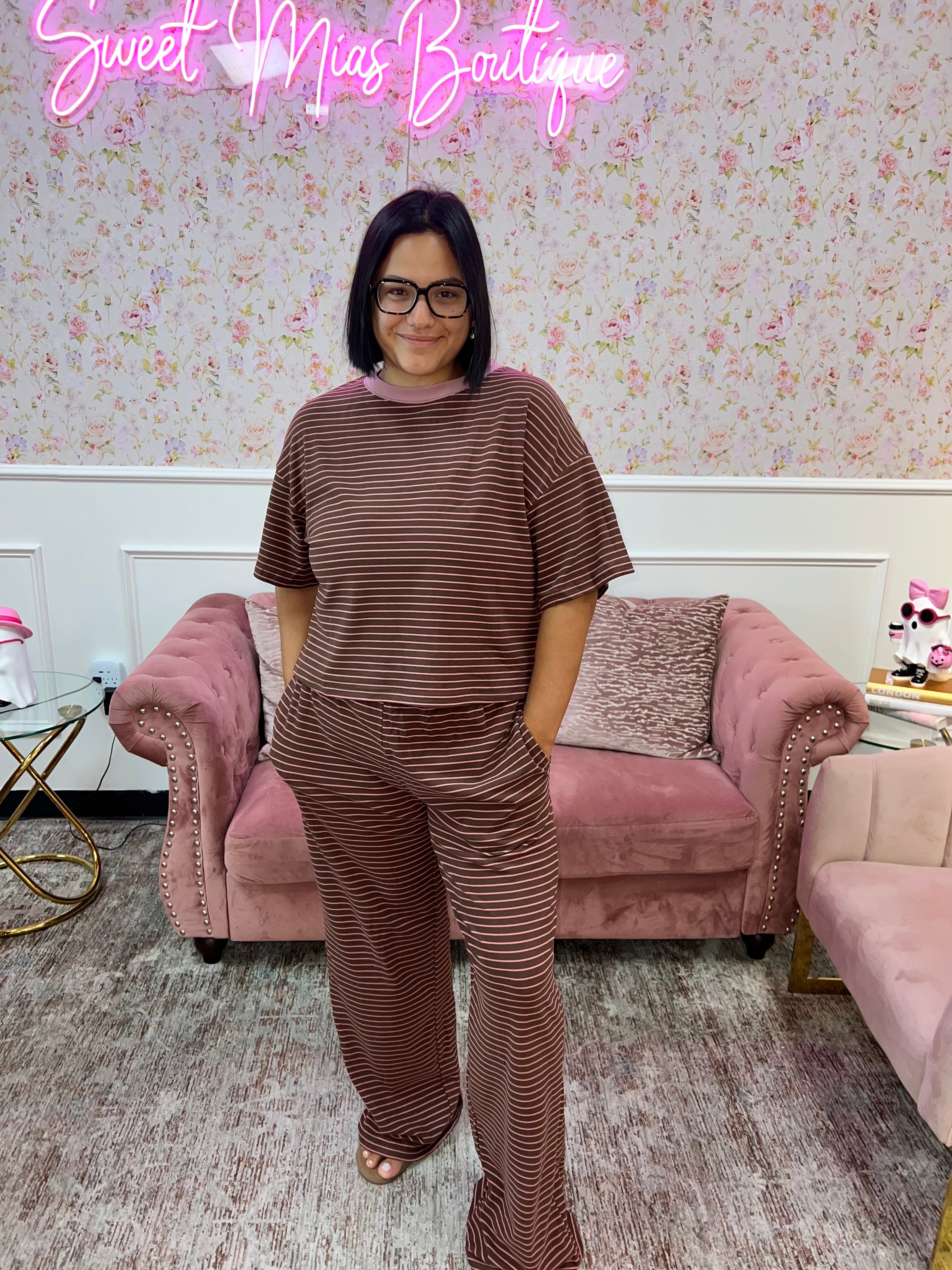 Cocoa Blush Striped Top By Day + Moon