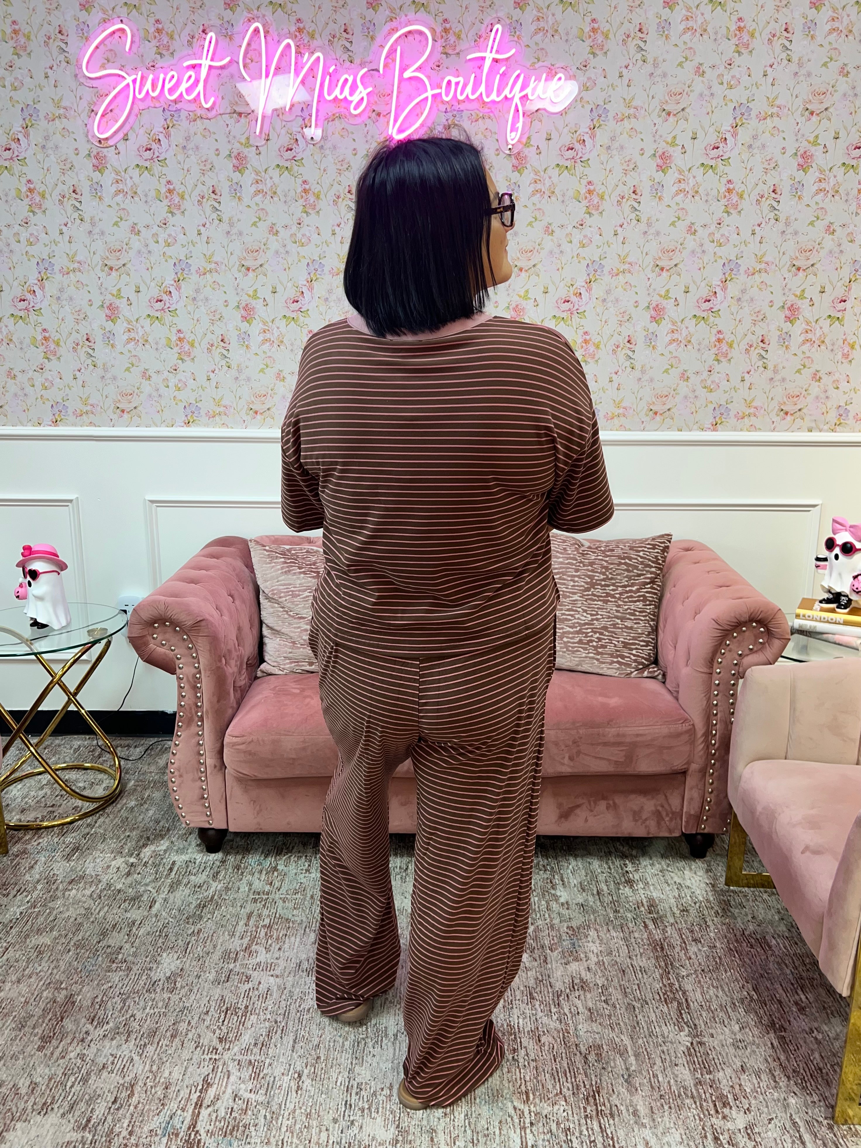 Cocoa Blush Striped Pants By Day + Moon