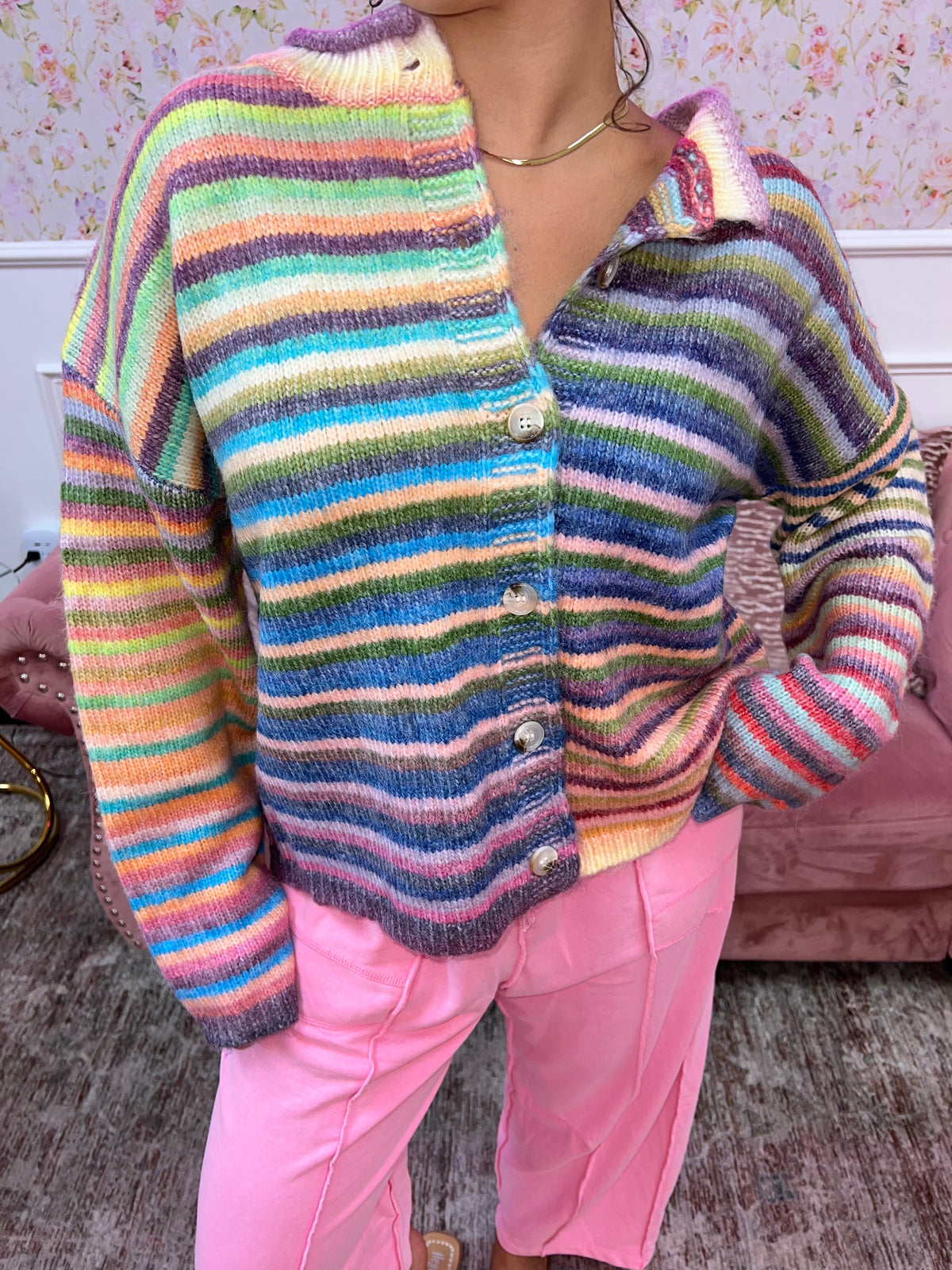 Chasing Rainbows Striped Cardigan By Wishlist