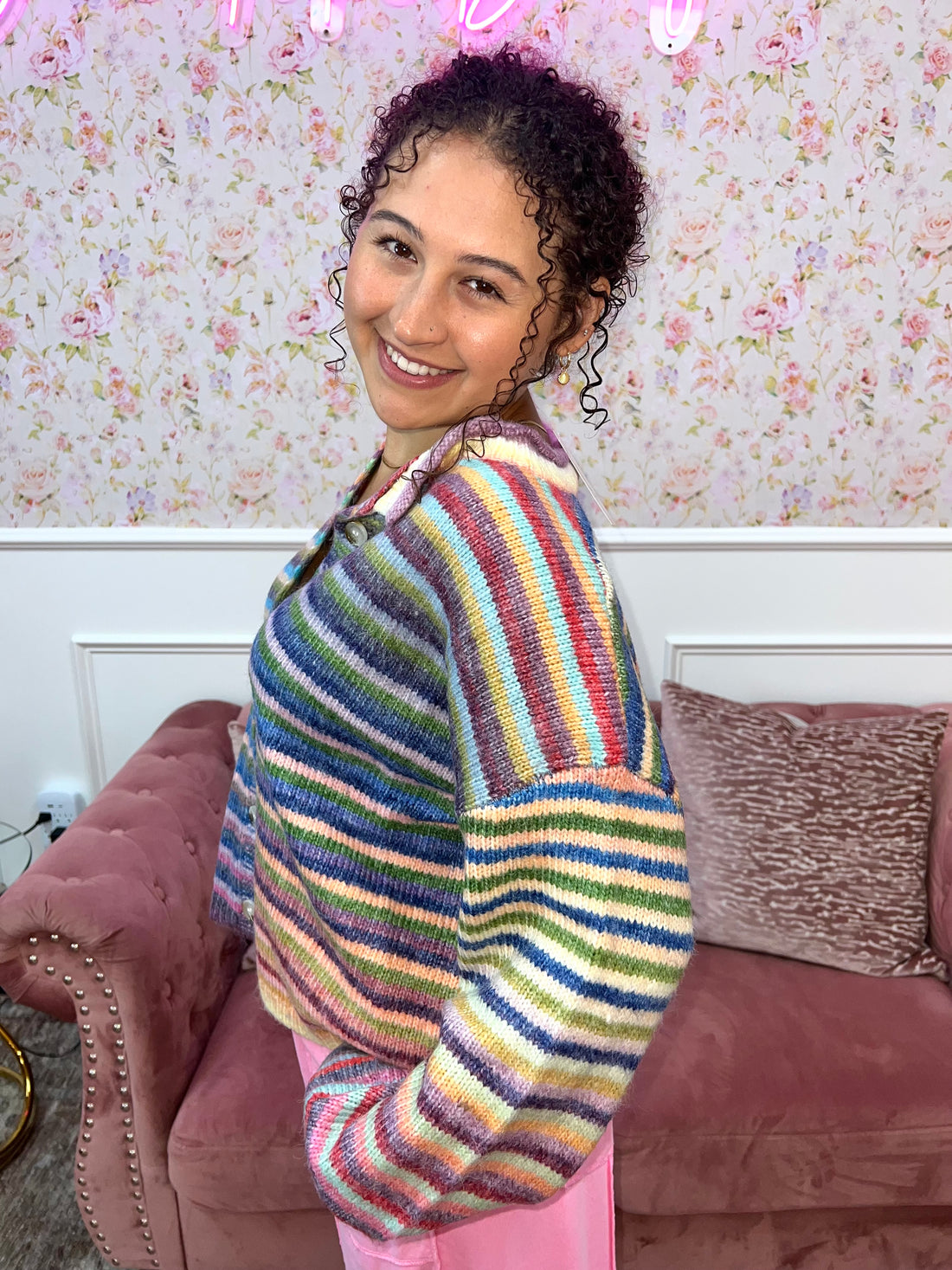 Chasing Rainbows Striped Cardigan By Wishlist