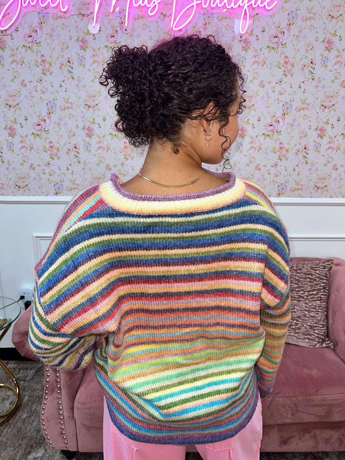 Chasing Rainbows Striped Cardigan By Wishlist
