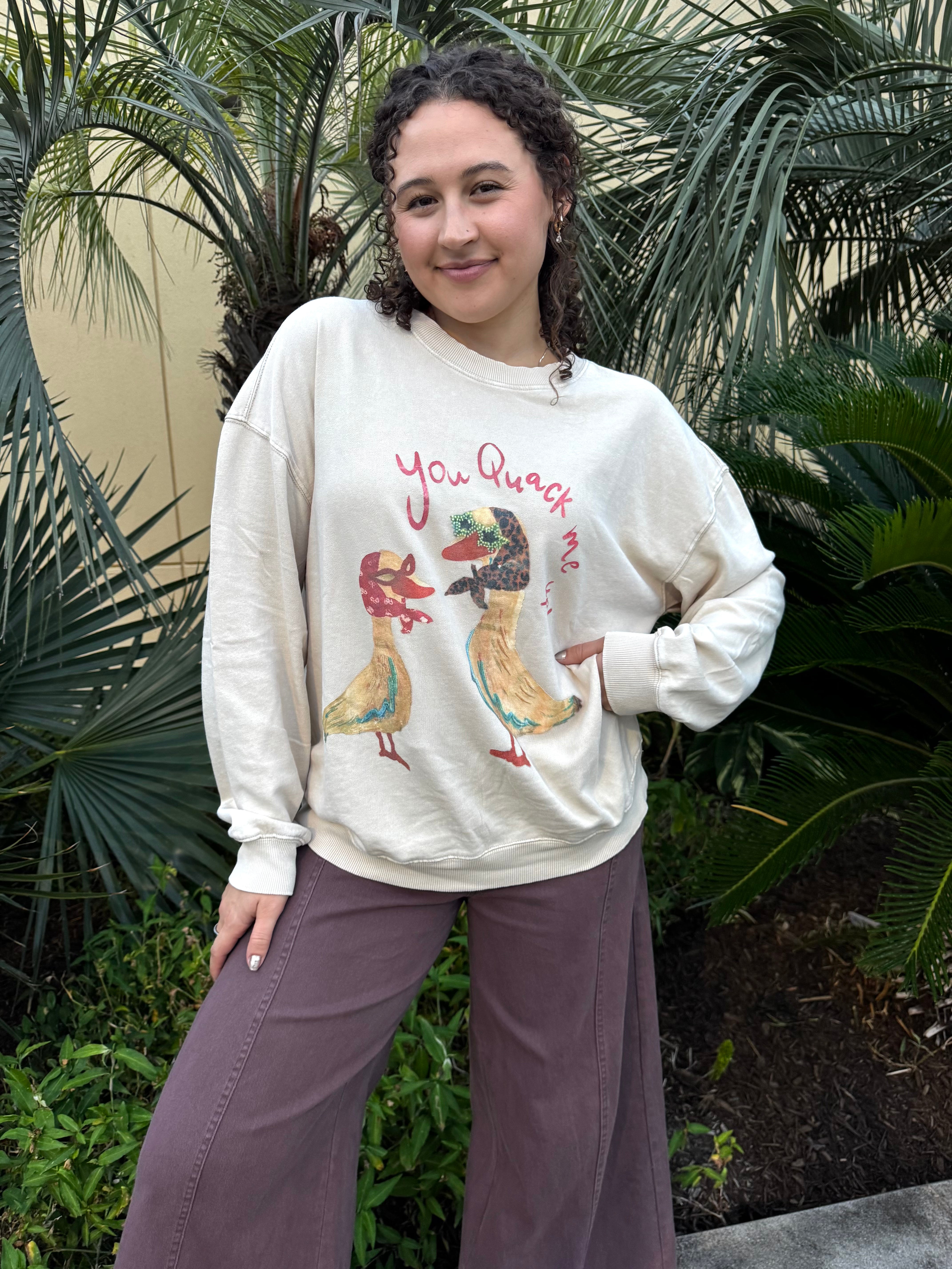 Quack Me Up Washed Graphic Sweatshir