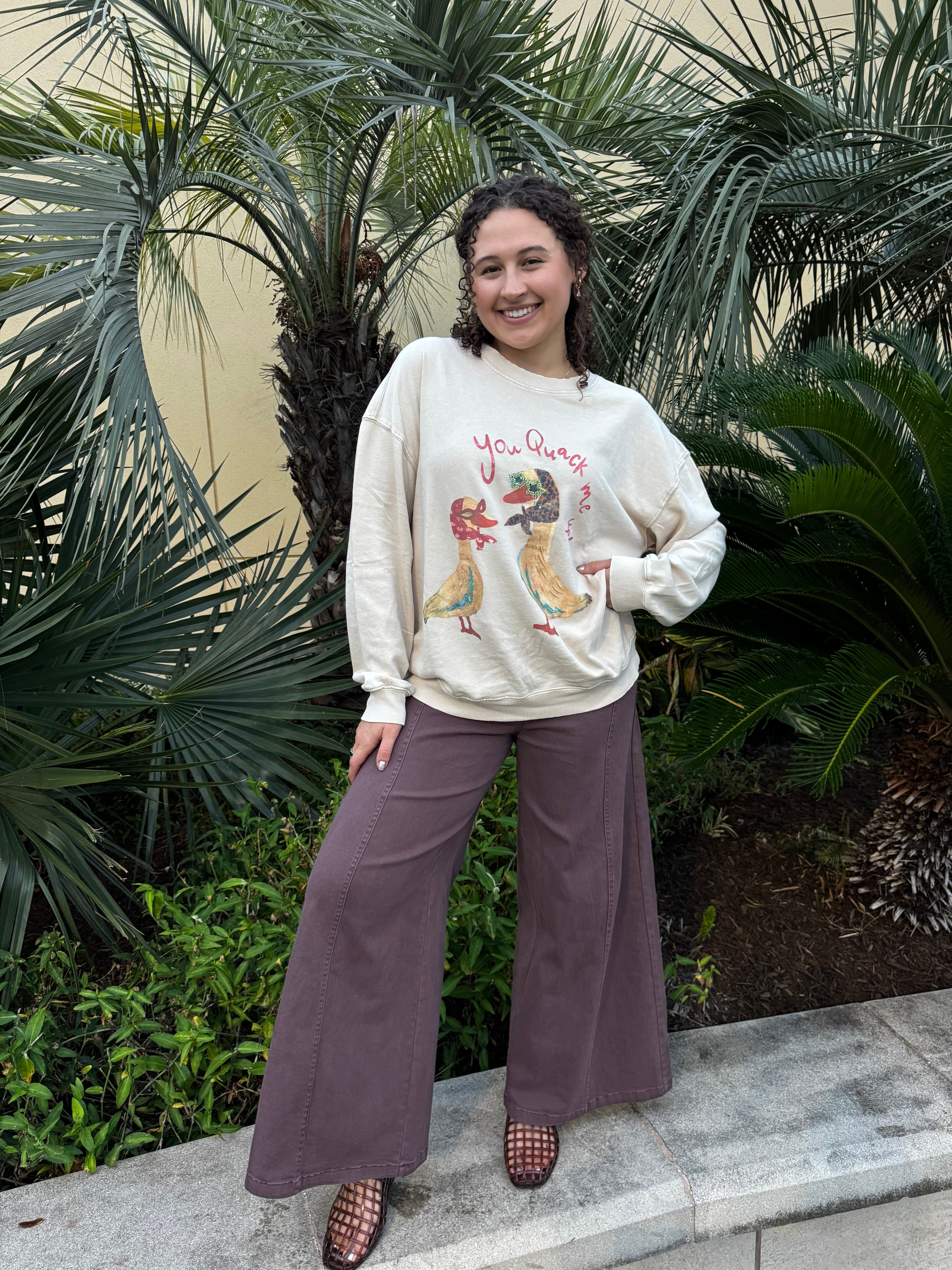 Quack Me Up Washed Graphic Sweatshir
