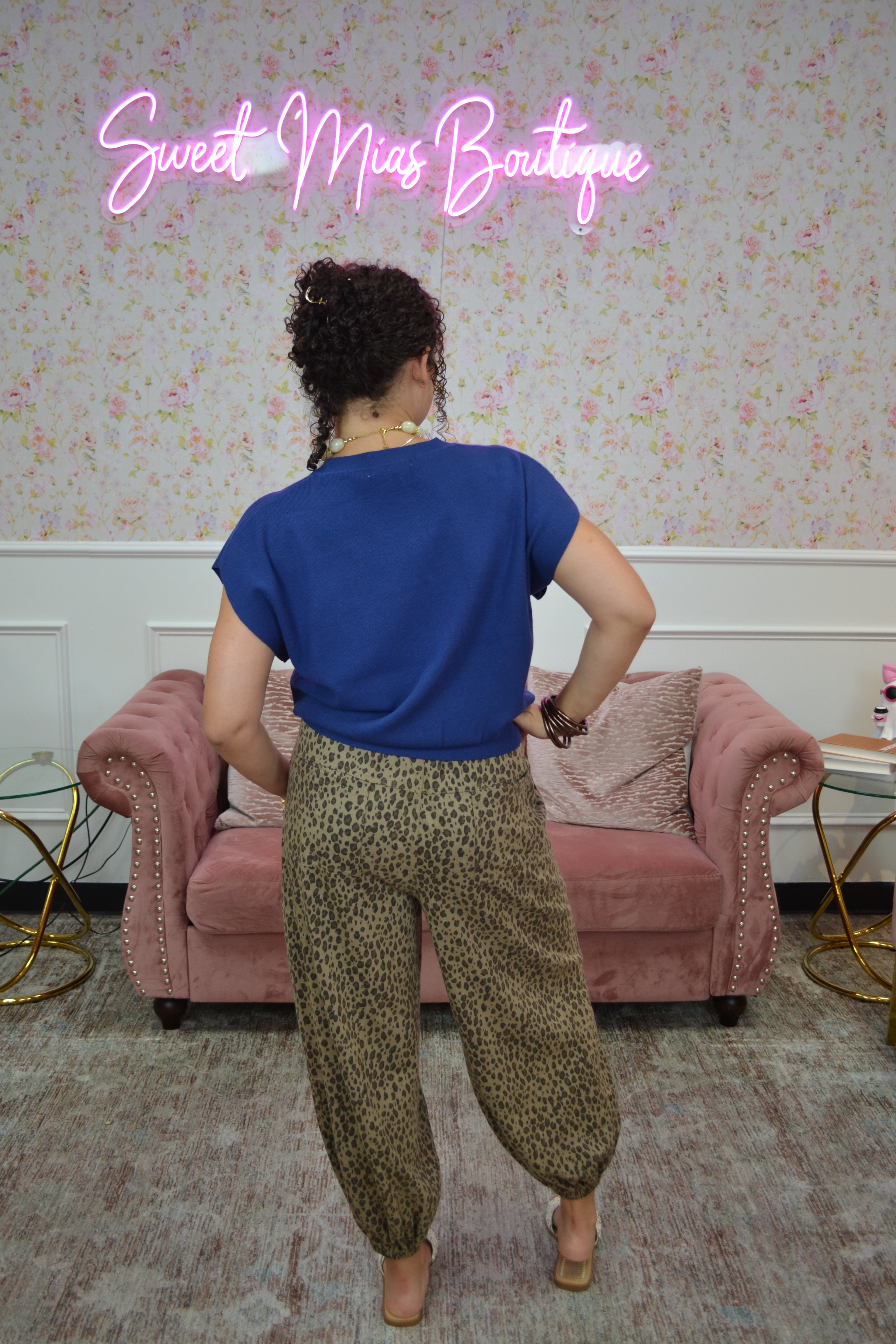 Animal Printed Washed Terry Jogger Pants By Easel