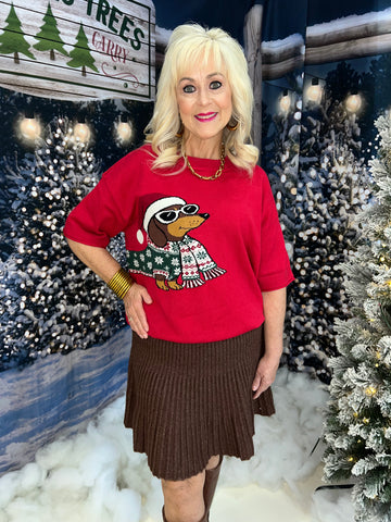 Santa Paws & Holiday Kisses Dachshund Sweater Top
