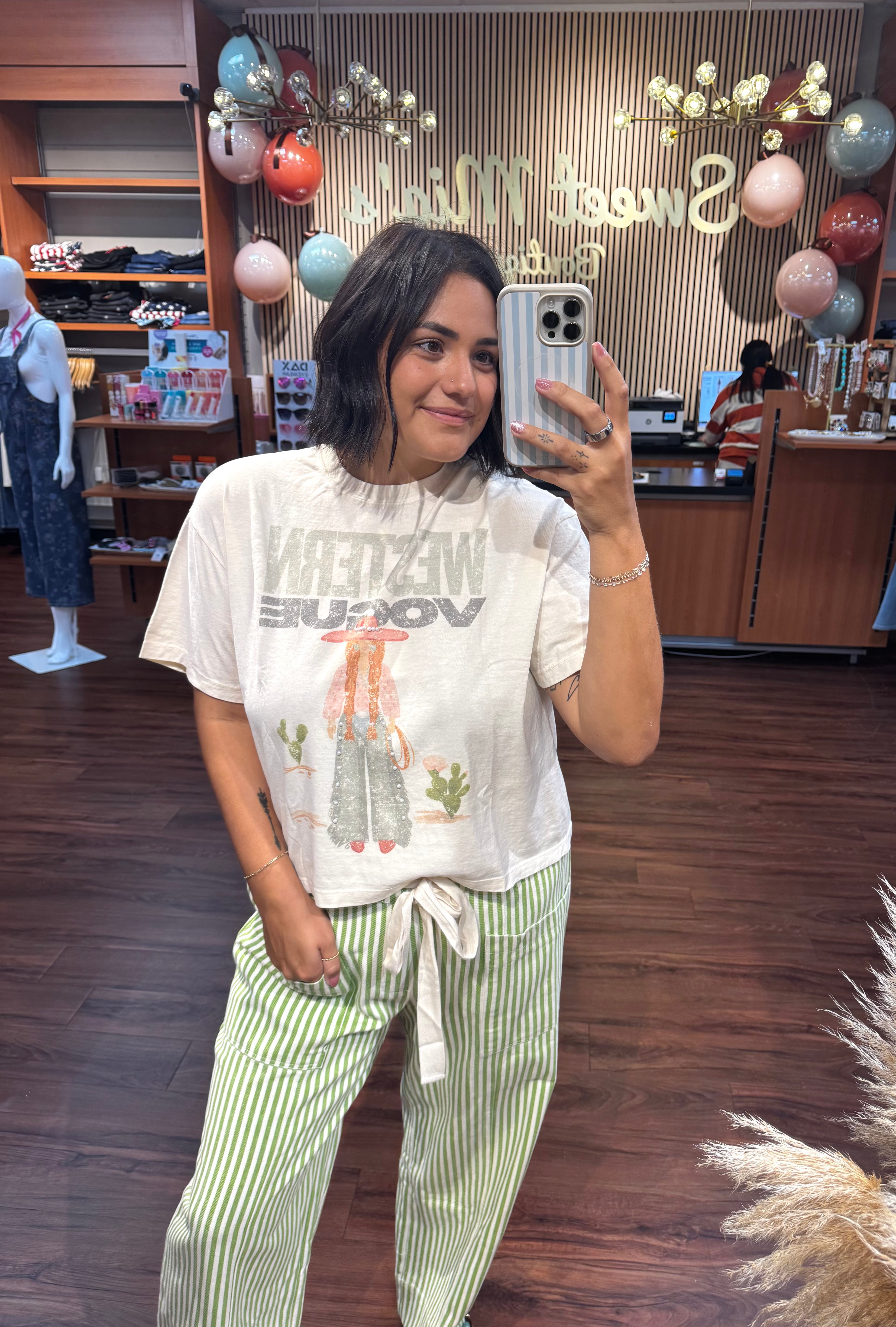 Cowgirl western vogue tee with pearl detailing 