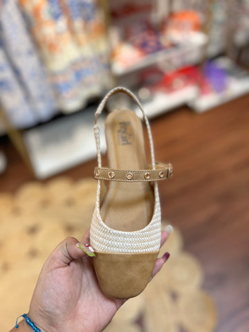 Poker Face Sling Back Flats Raffia By Corkys