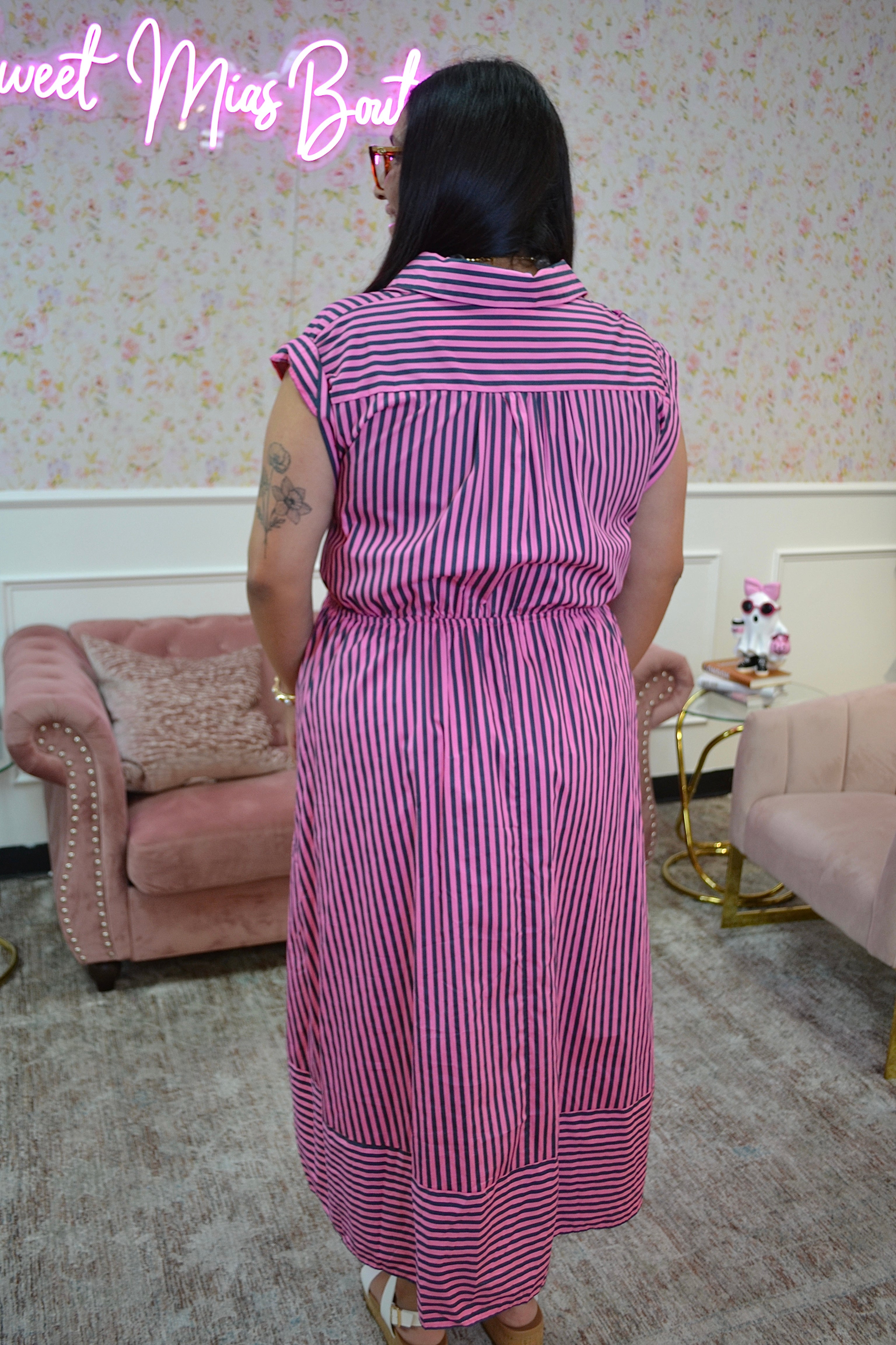 Plus Size Madison Stripe Midi Dress By Entro
