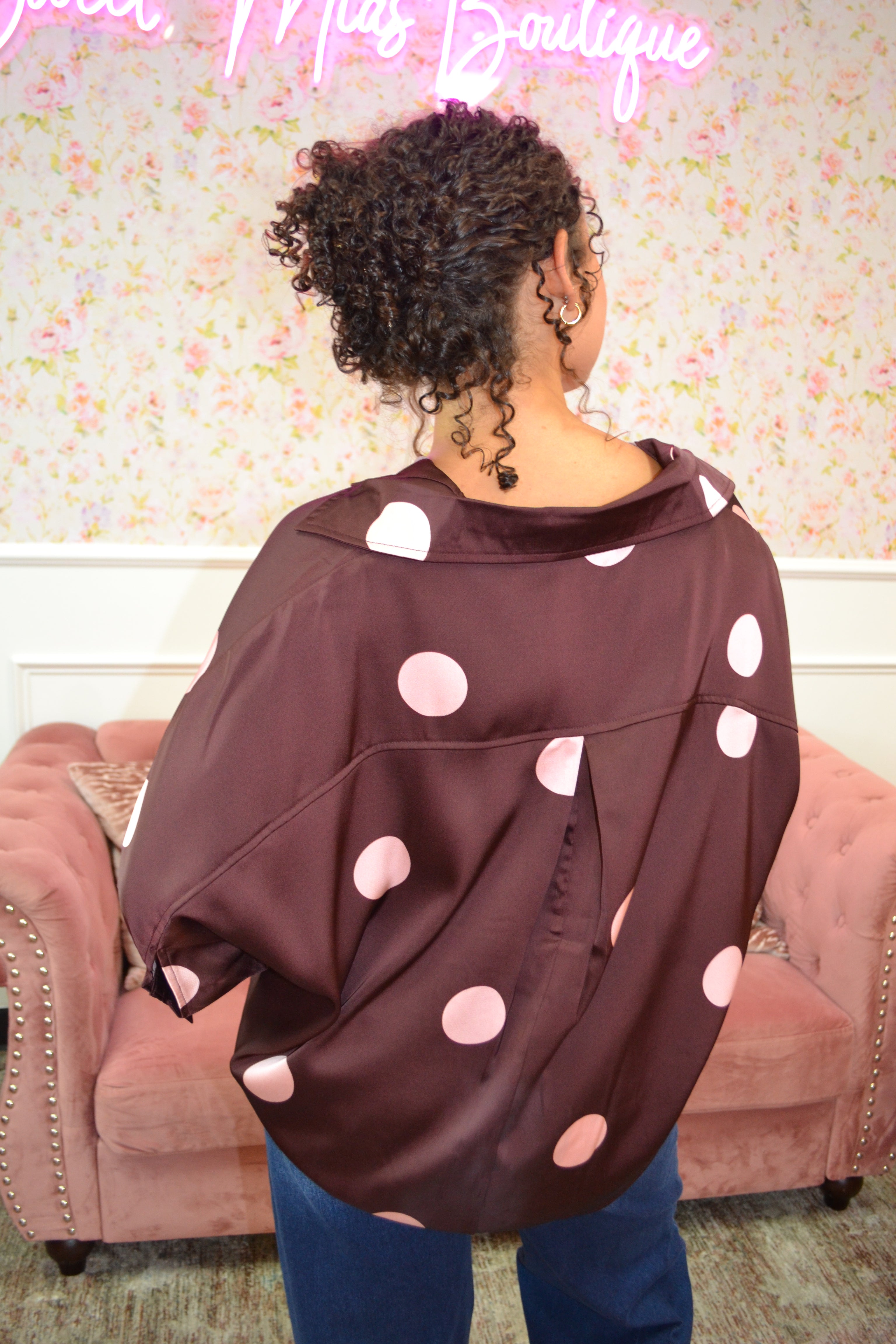 Full Run Plum Satin Blouse By Entro