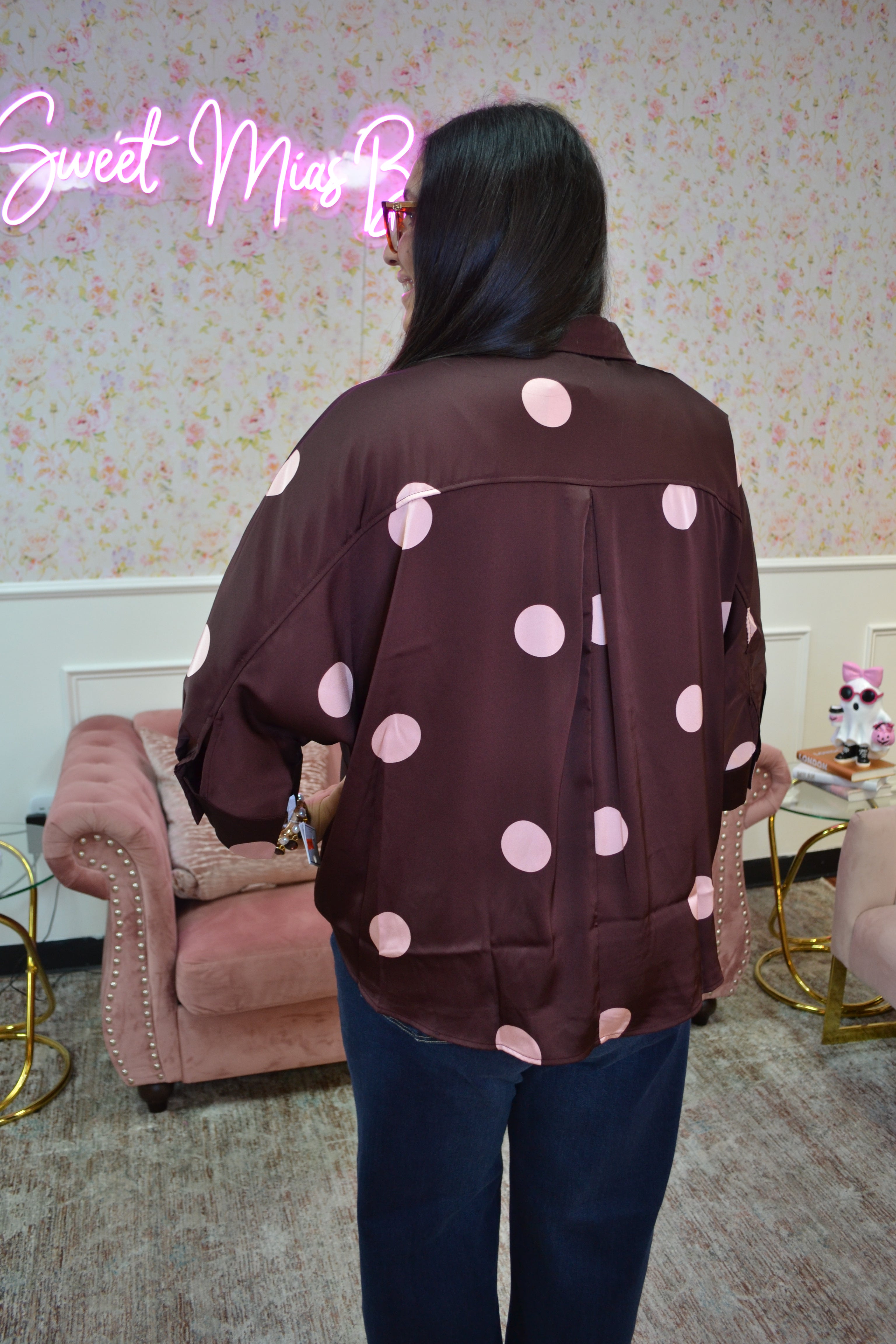Full Run Plum Satin Blouse By Entro