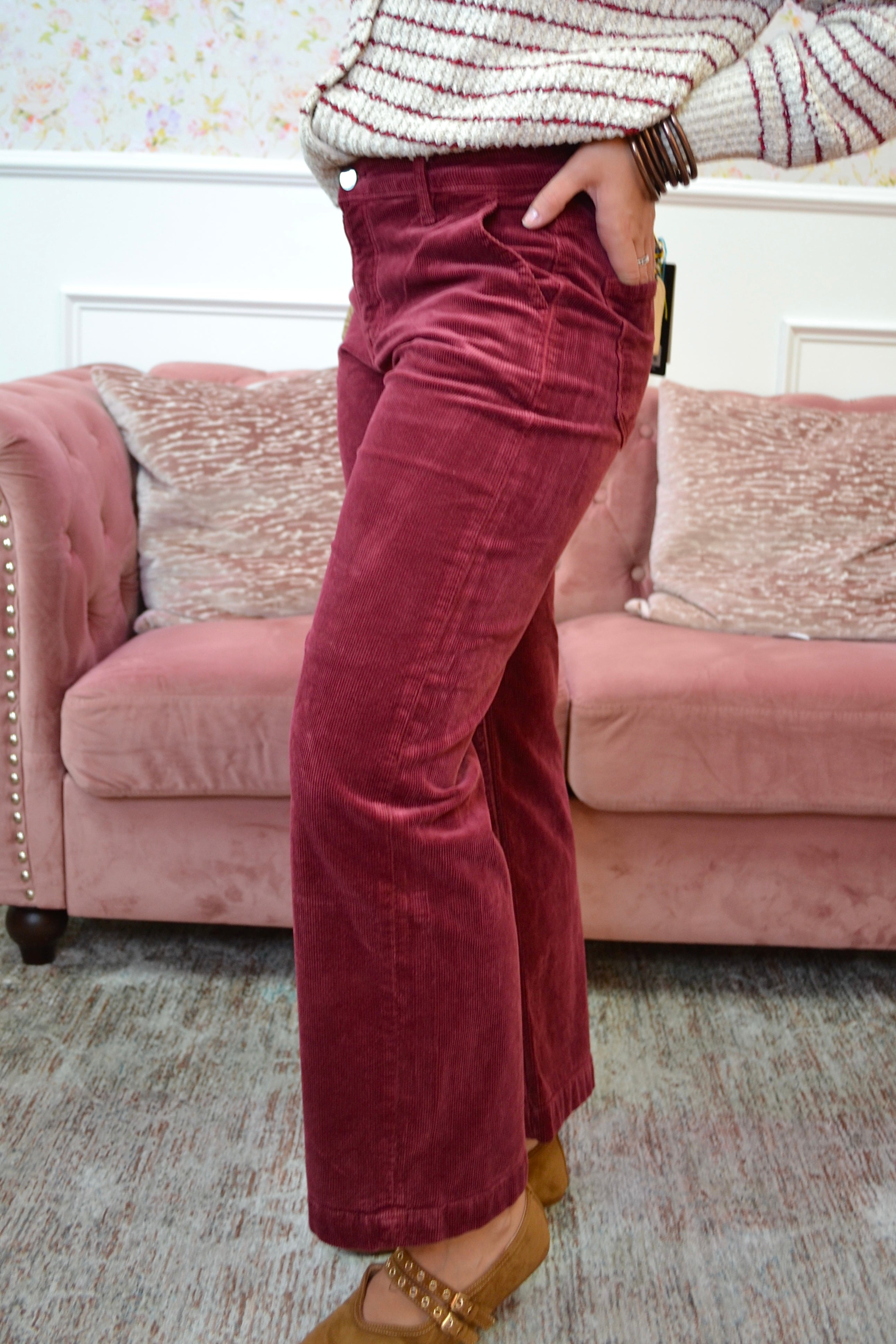Mid Rise Ankle Straight Corduroy By Risen