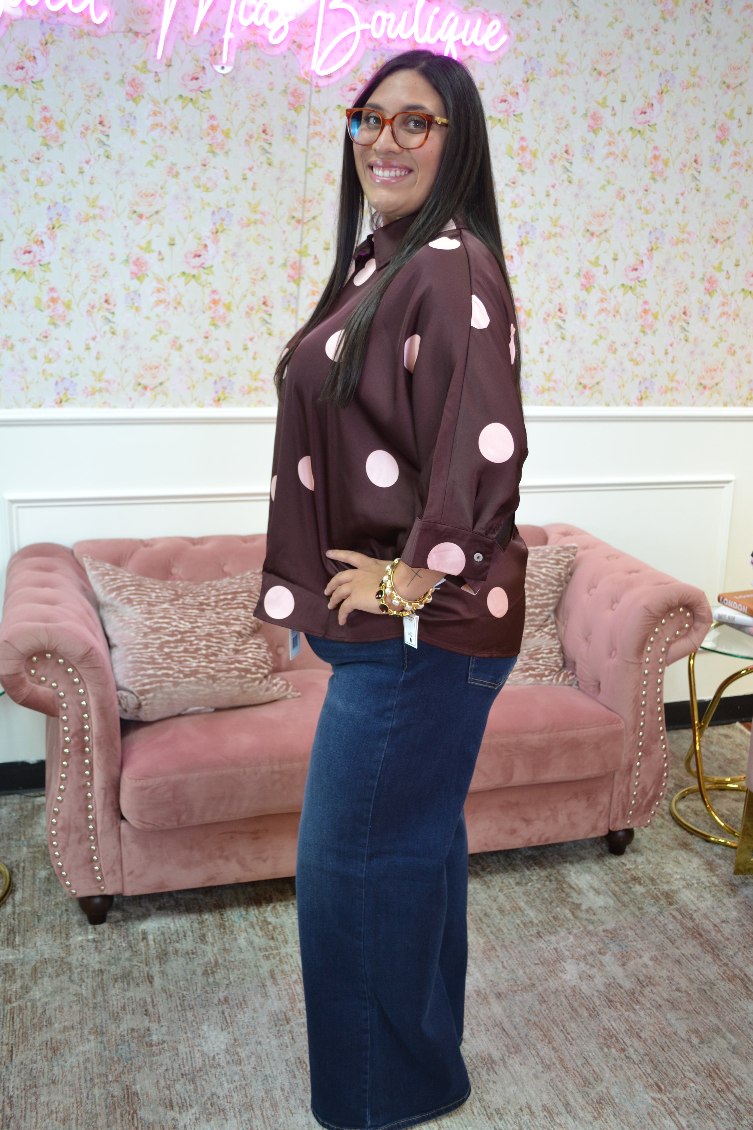 Full Run Plum Satin Blouse By Entro