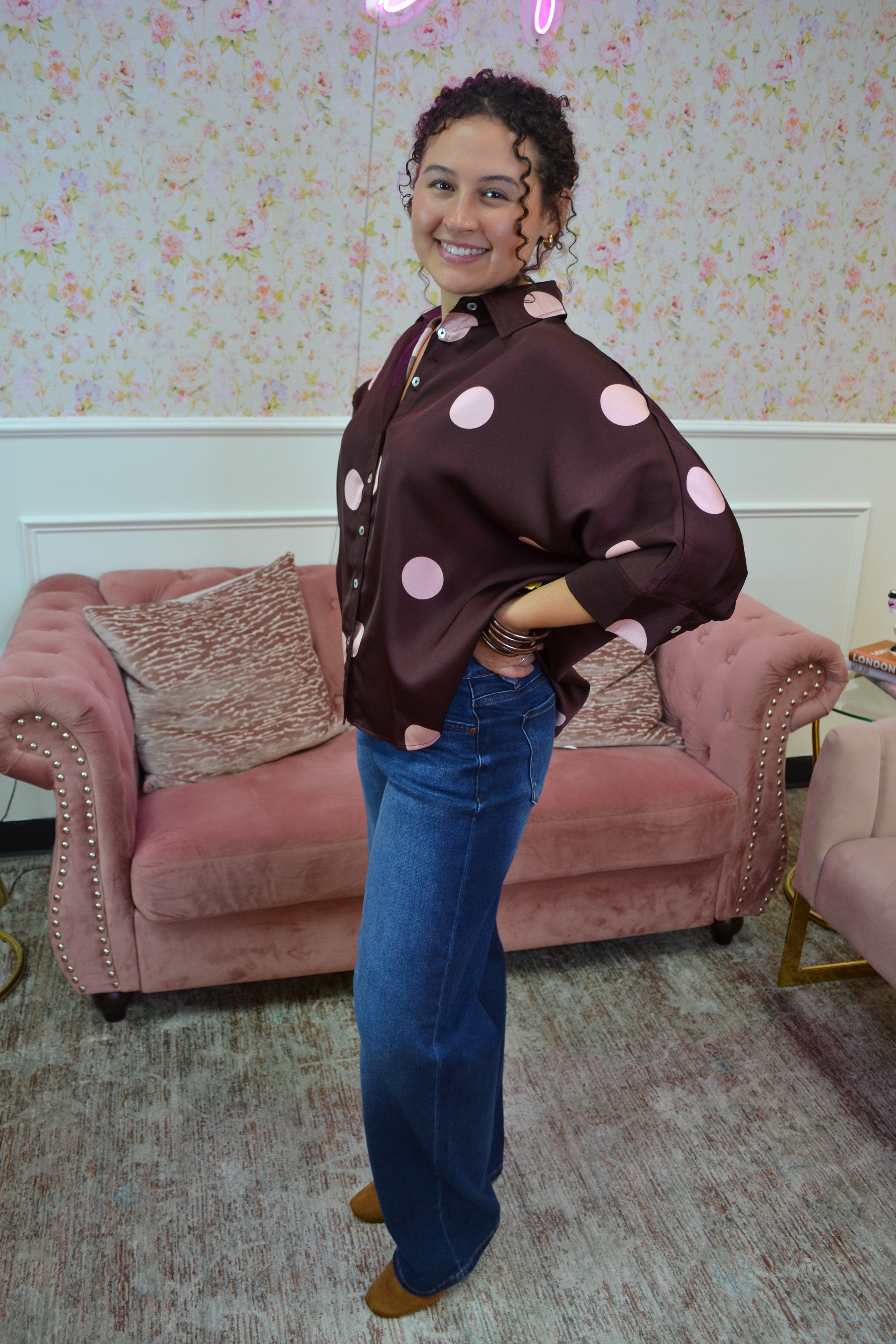 Full Run Plum Satin Blouse By Entro
