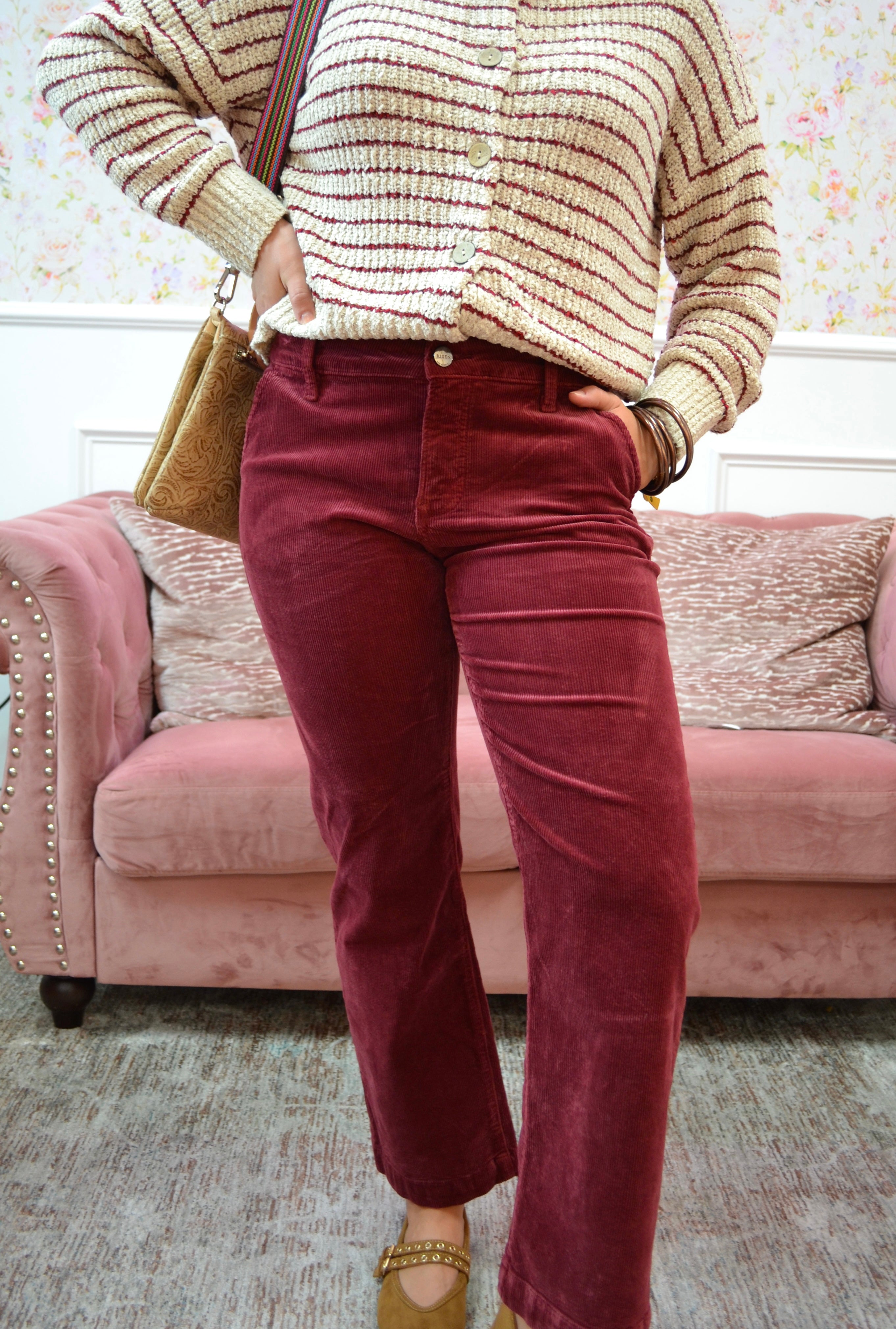 Mid Rise Ankle Straight Corduroy By Risen
