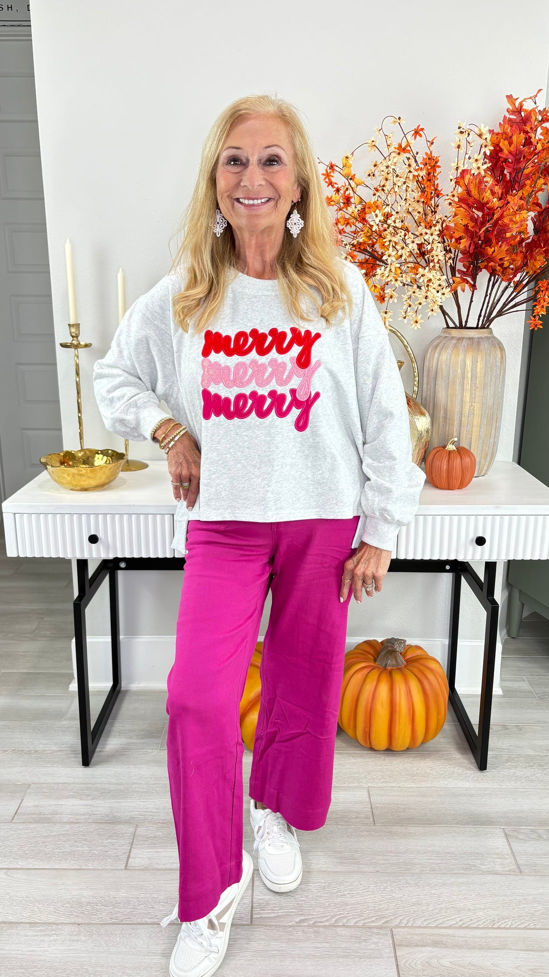 Merry Embroidered High-Low Sweatshirt By Eesome
