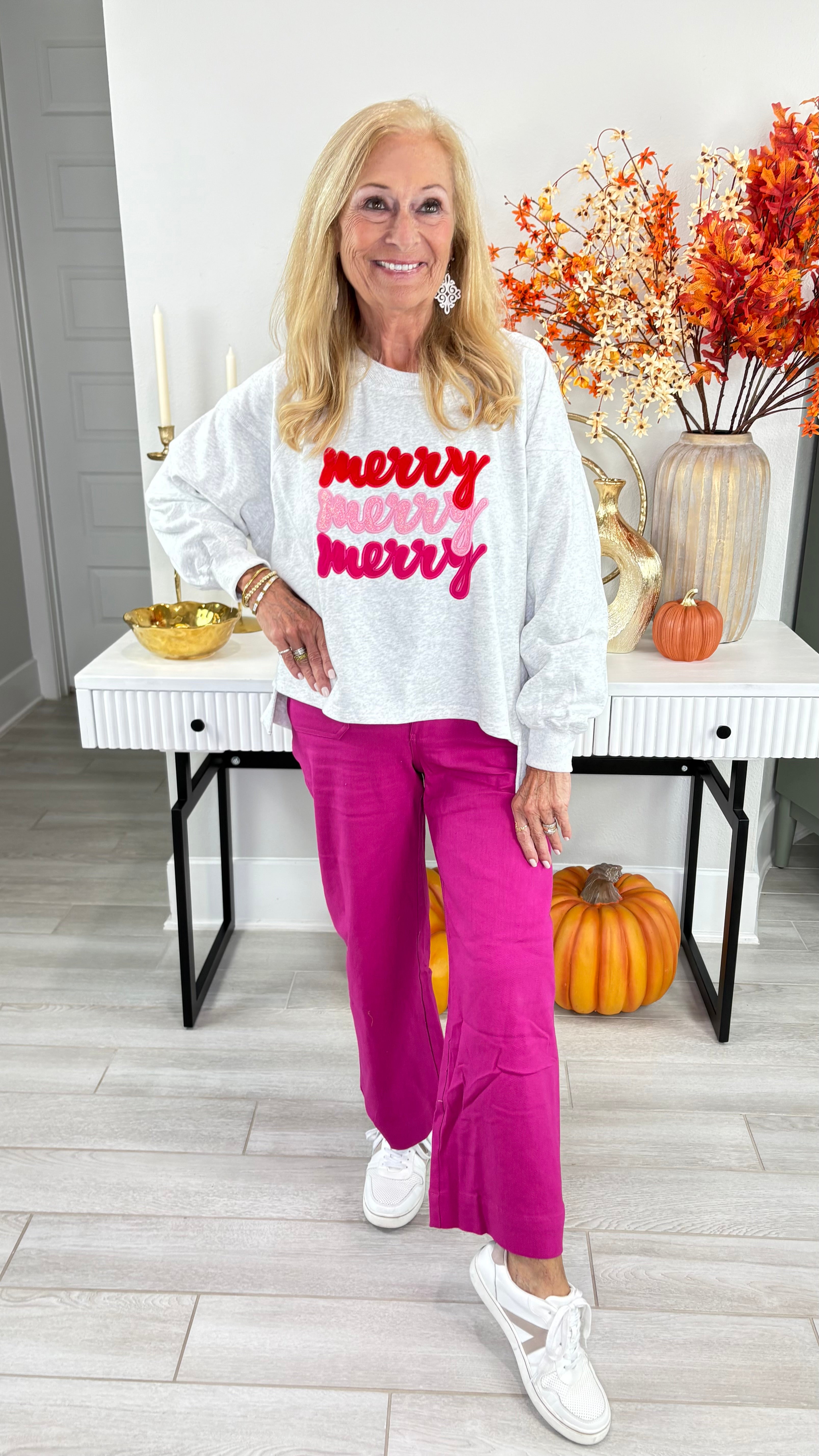 Merry Embroidered High-Low Sweatshirt By Eesome