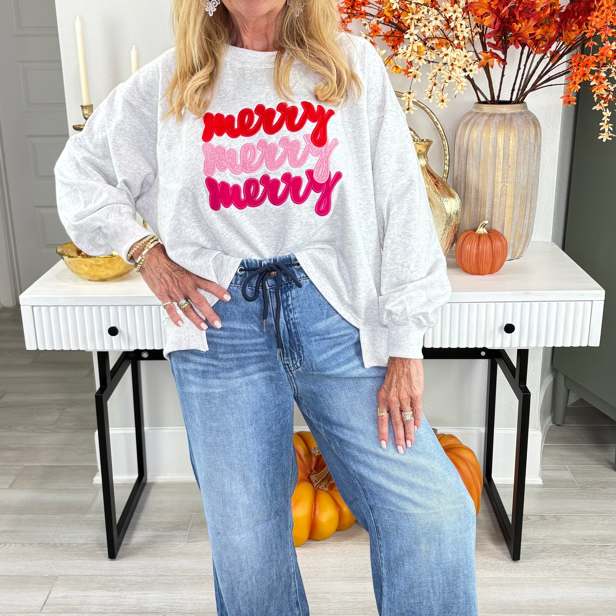 Merry Embroidered High-Low Sweatshirt By Eesome