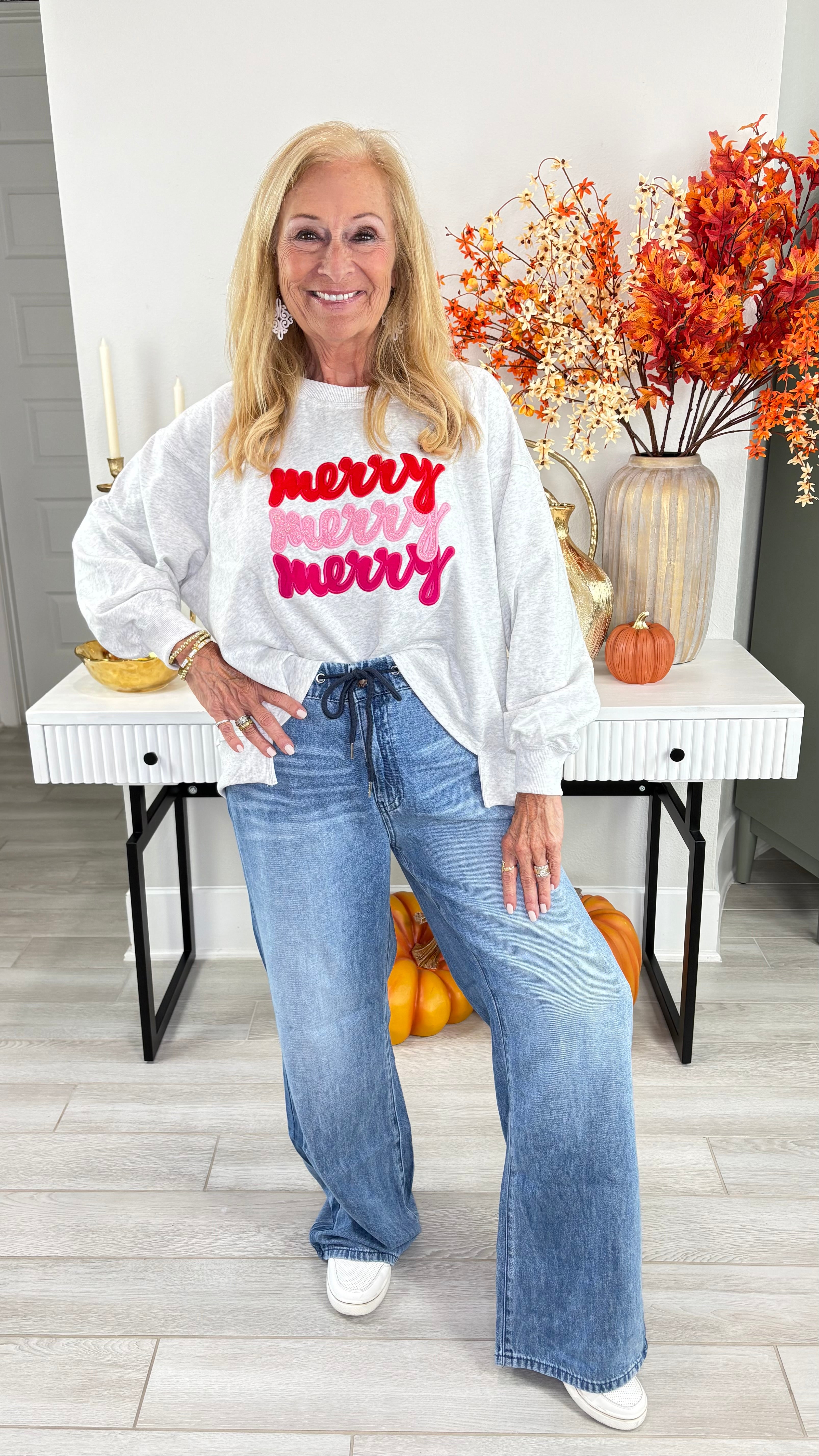 Merry Embroidered High-Low Sweatshirt By Eesome