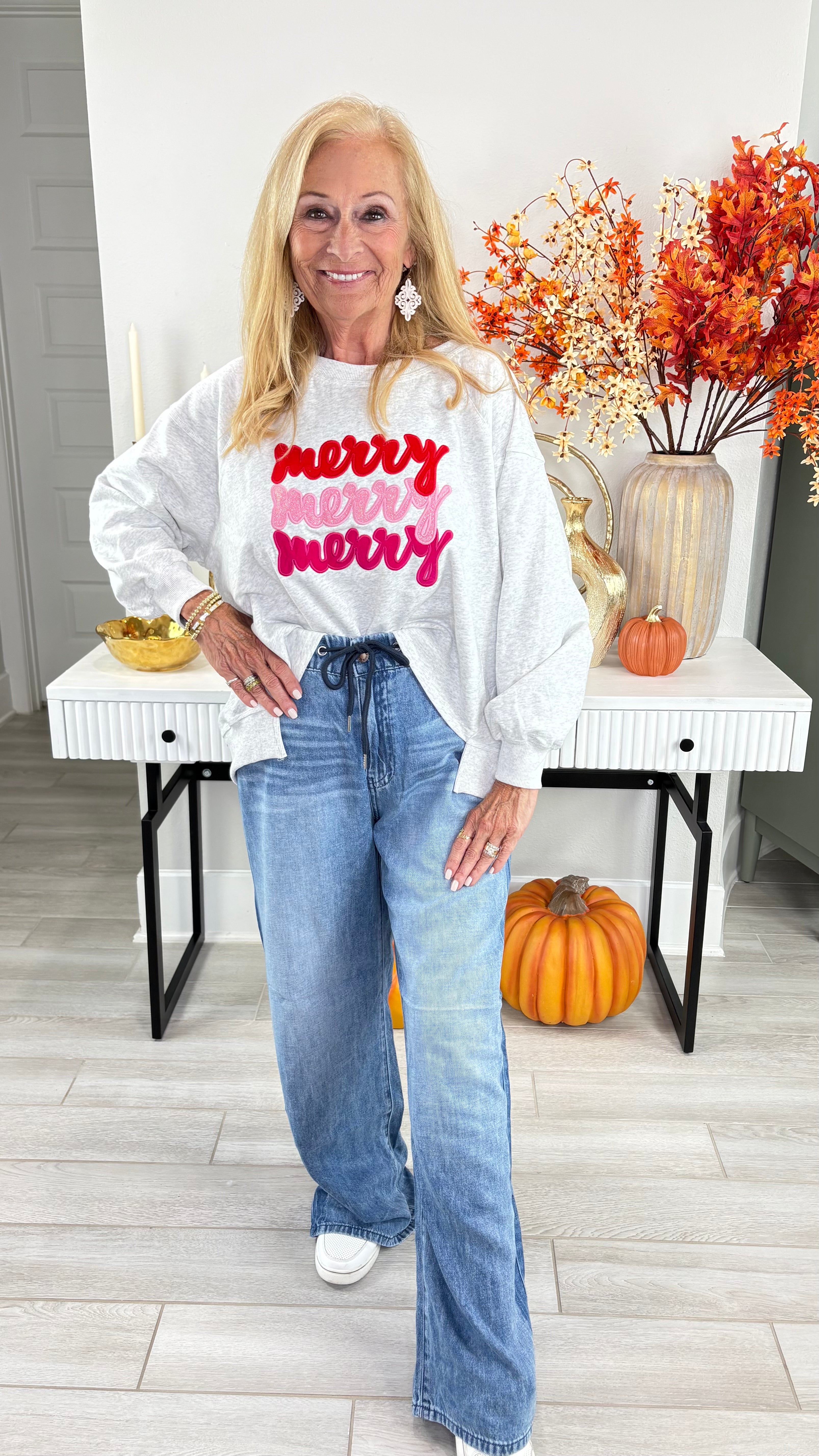 Merry Embroidered High-Low Sweatshirt By Eesome