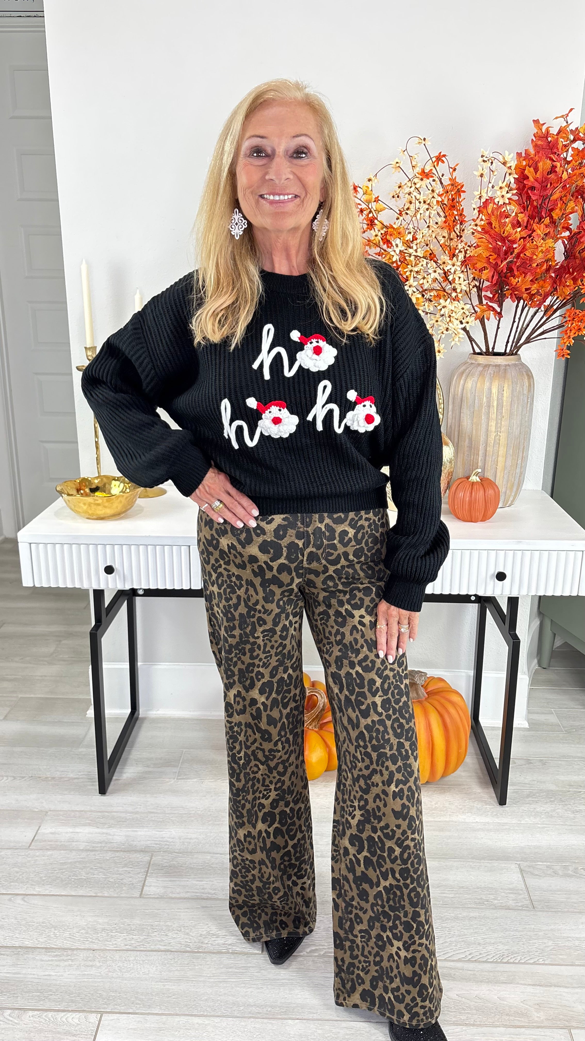 Judy Blue Full Run High Waist Retro Leopard Wide Leg Denim Jeans 881022