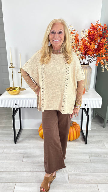 Sweater Knitted Poncho By Easel