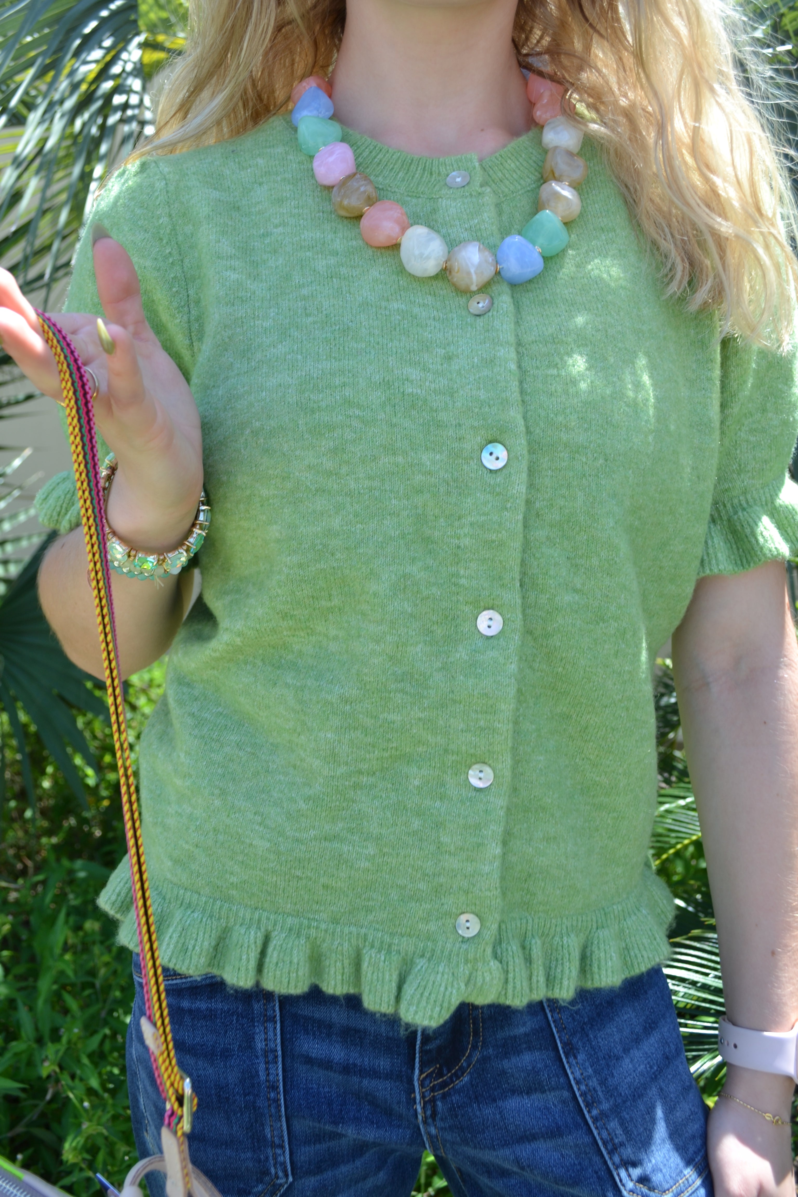 Ruffle Trim Short Sleeve Cardigan By Eesome