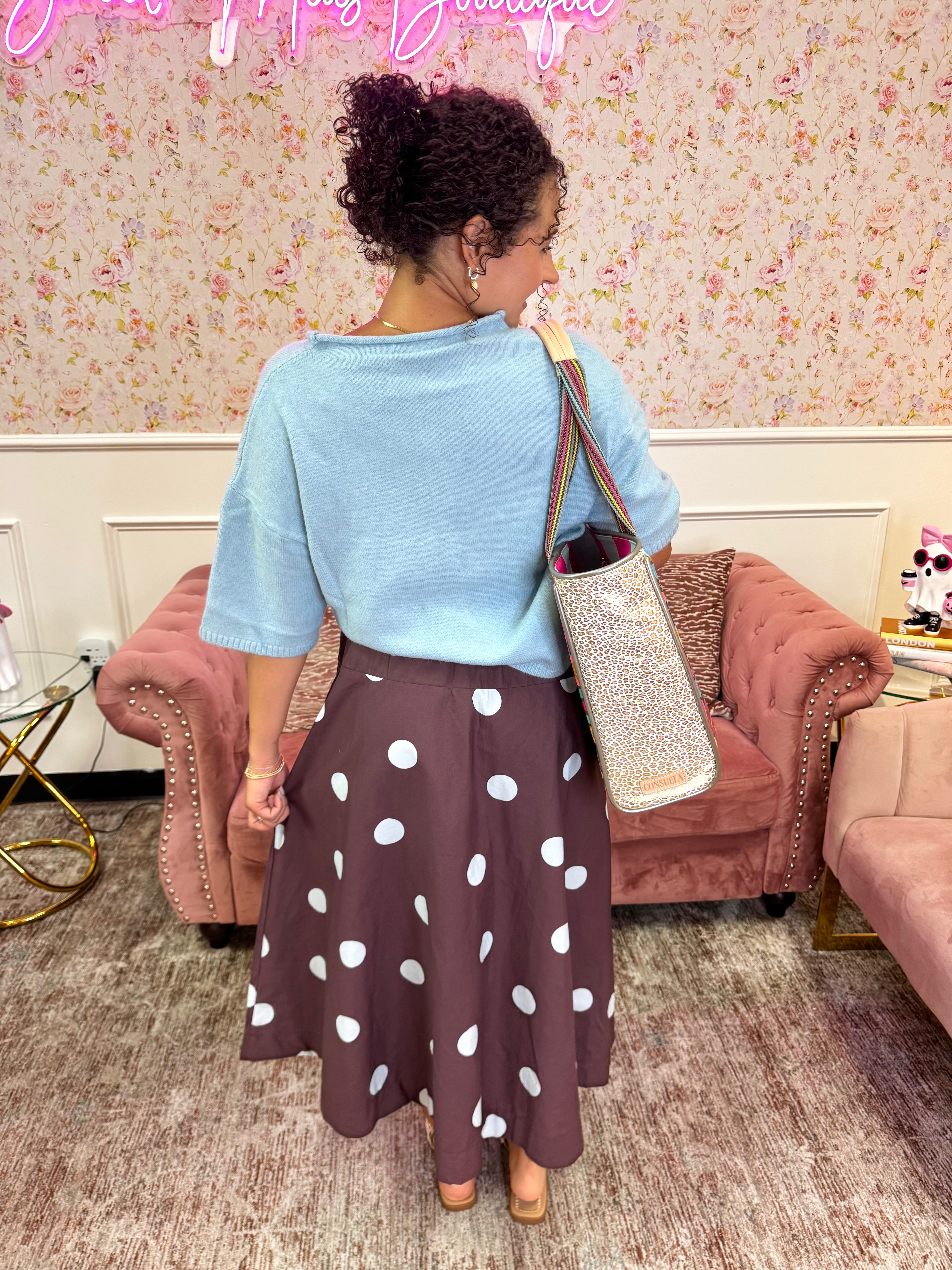 Cocoa Dot Stroll Maxi Skirt By EESOME