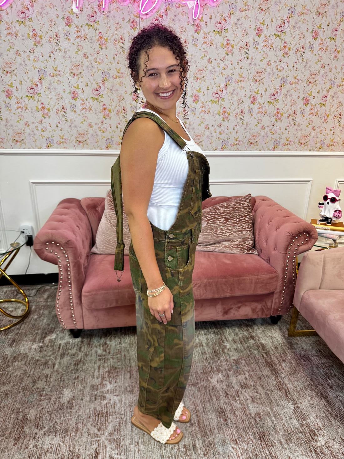 Camo Crush Barrel Overalls By Easel
