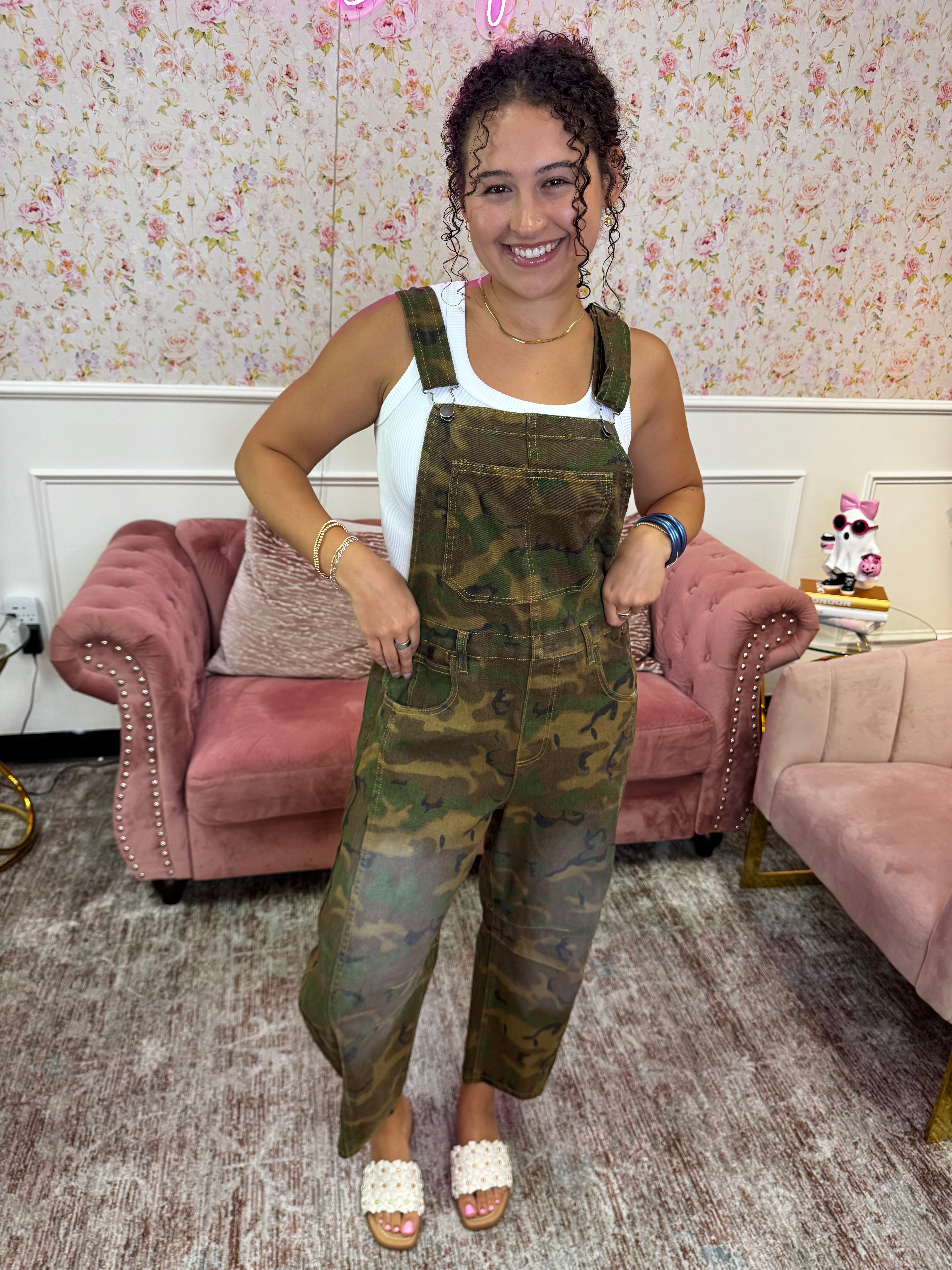 Camo Crush Barrel Overalls By Easel