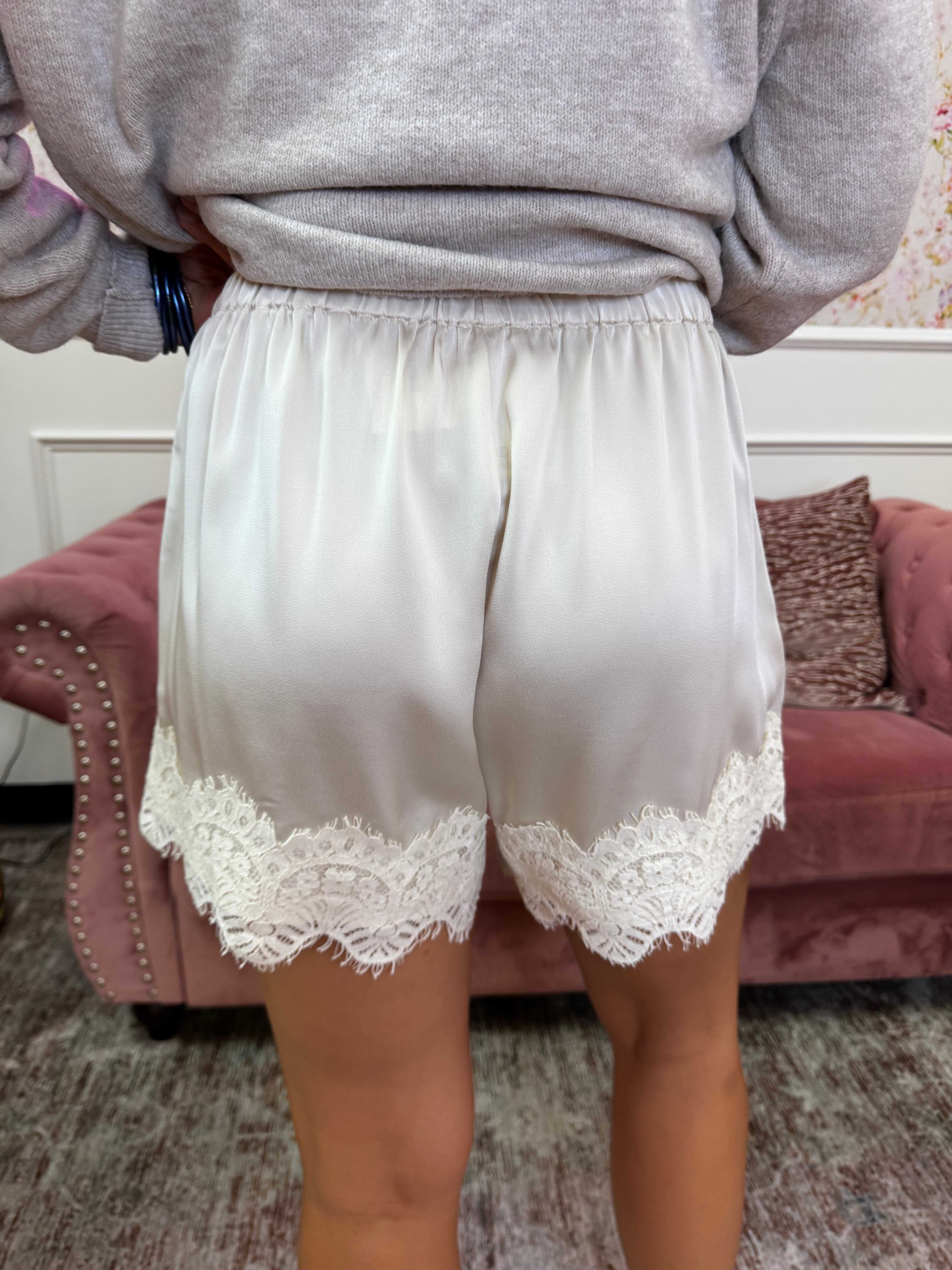 Champagne Wishes Lace Shorts By Jodifl