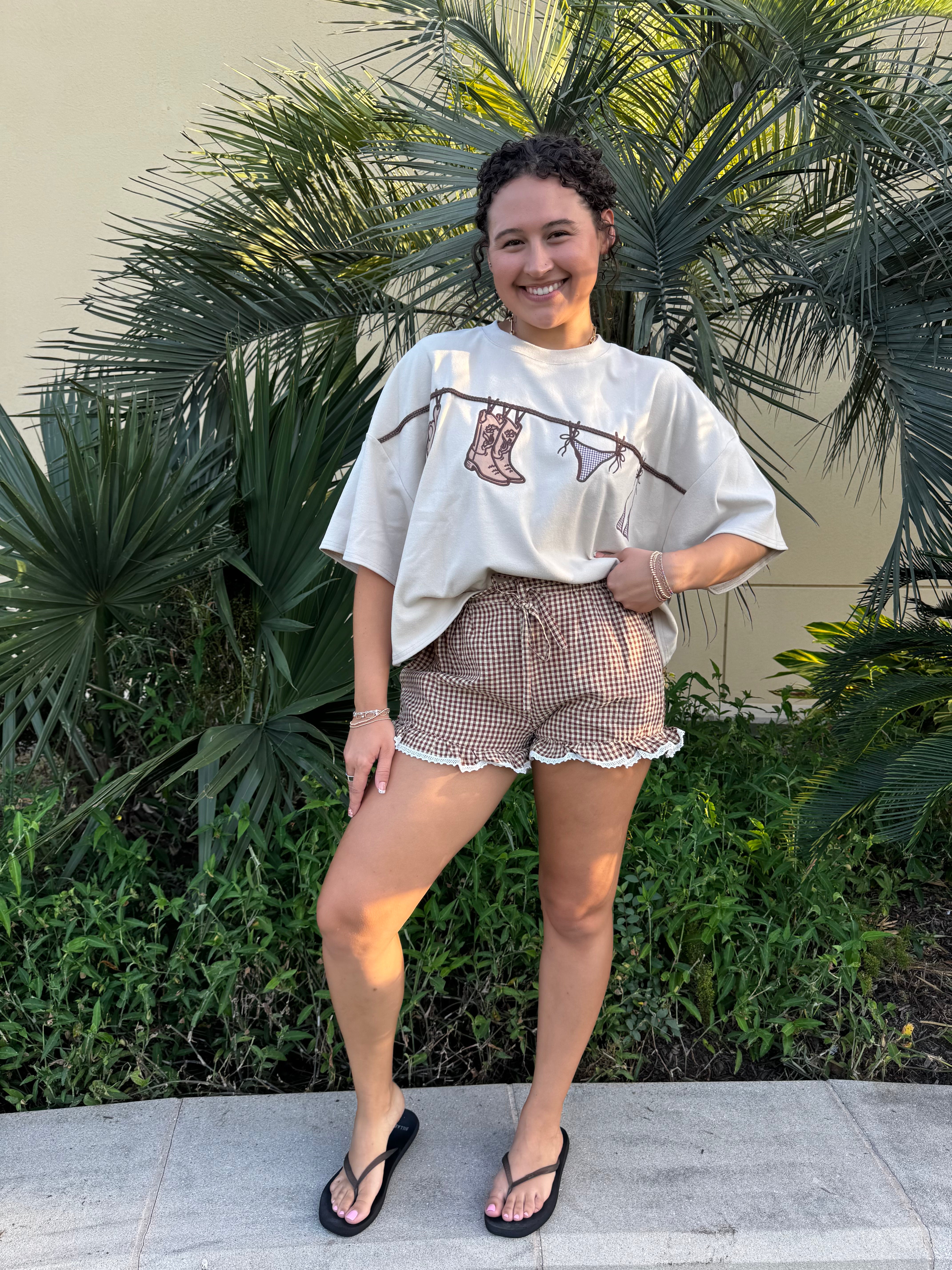 Coffee Date Check Shorts By Twentifourth