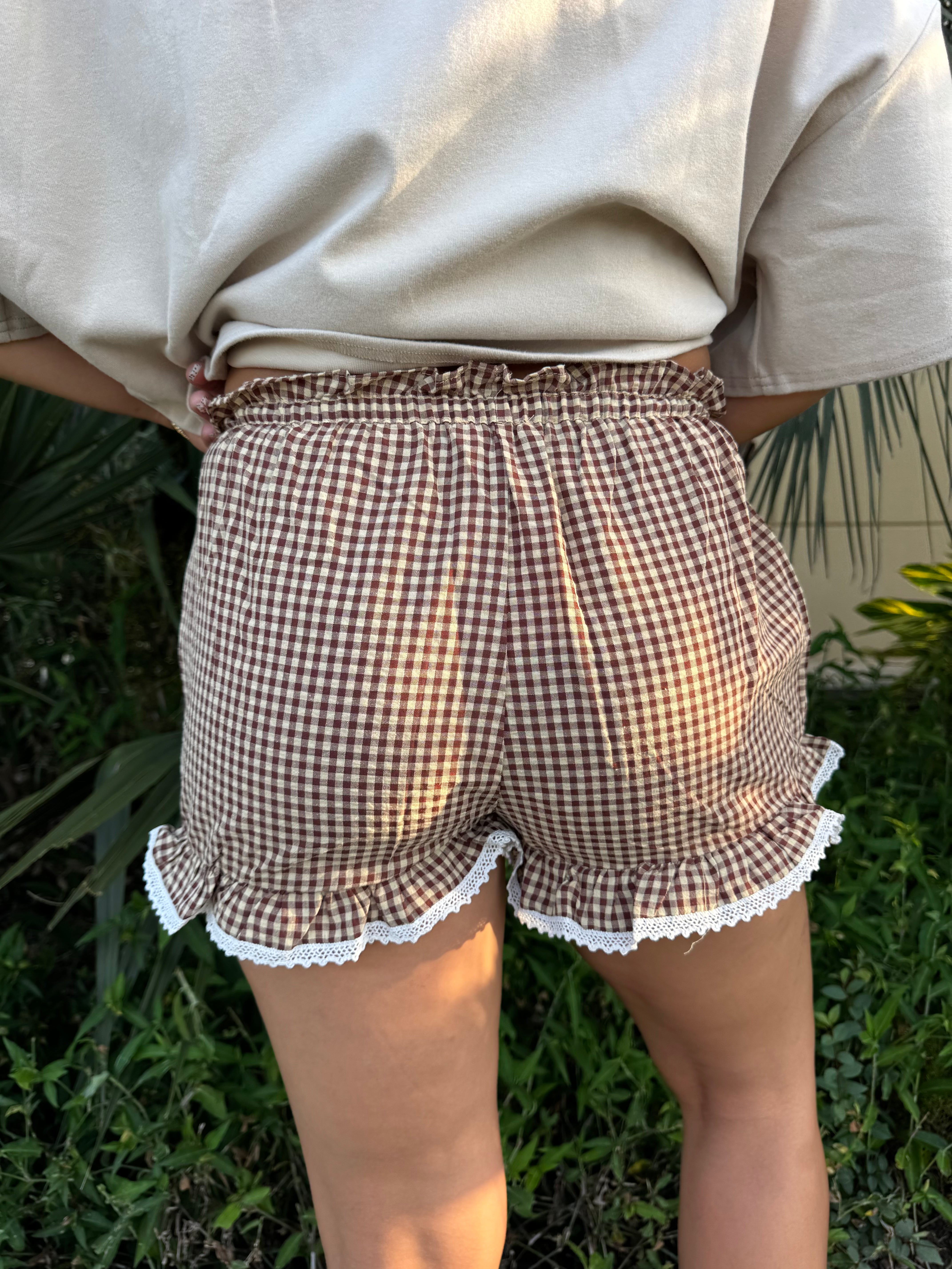 Coffee Date Check Shorts By Twentifourth