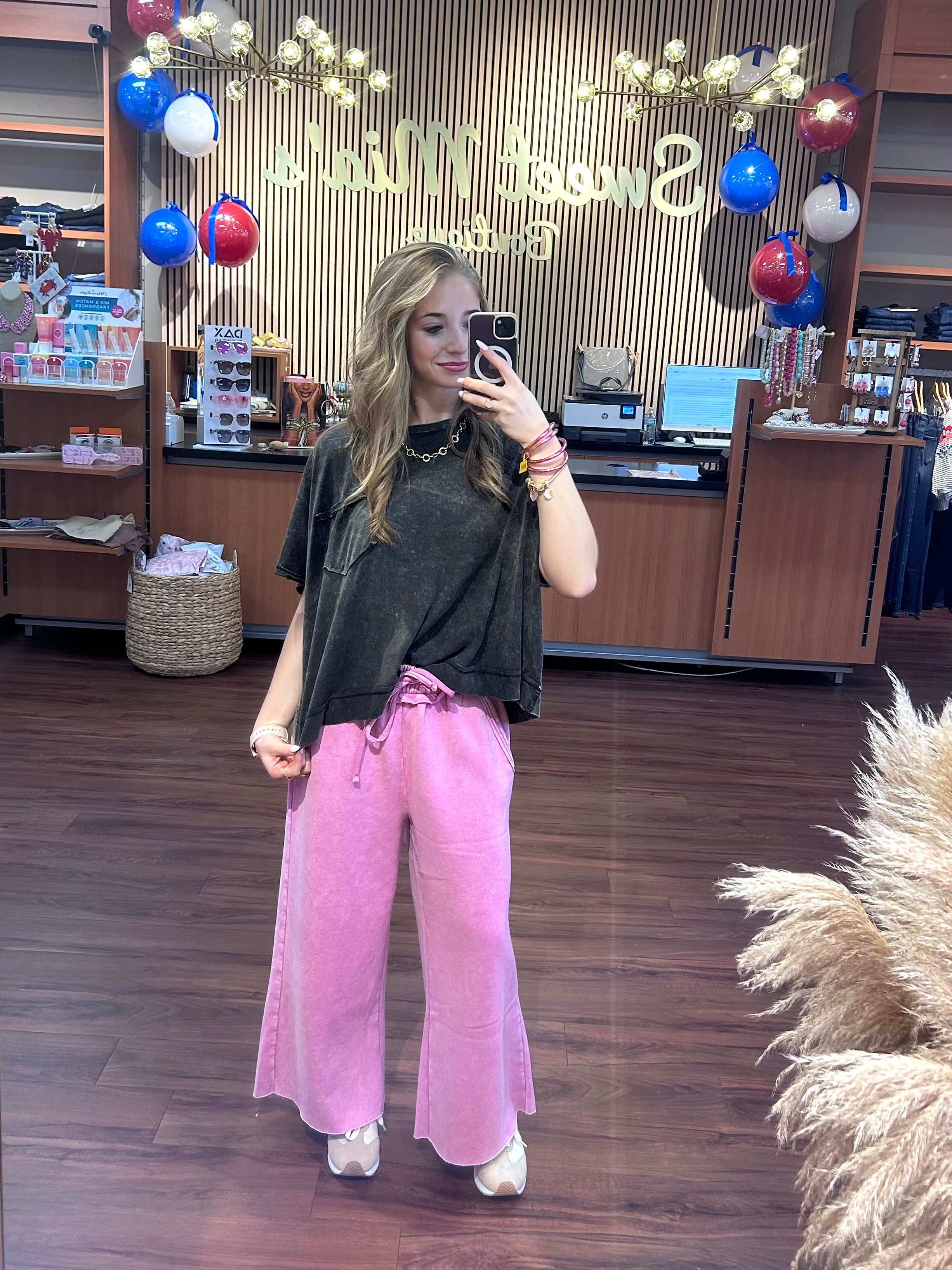Acid Wash Fleece Sweatpants With Pockets