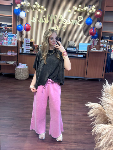 Acid Wash Fleece Sweatpants With Pockets