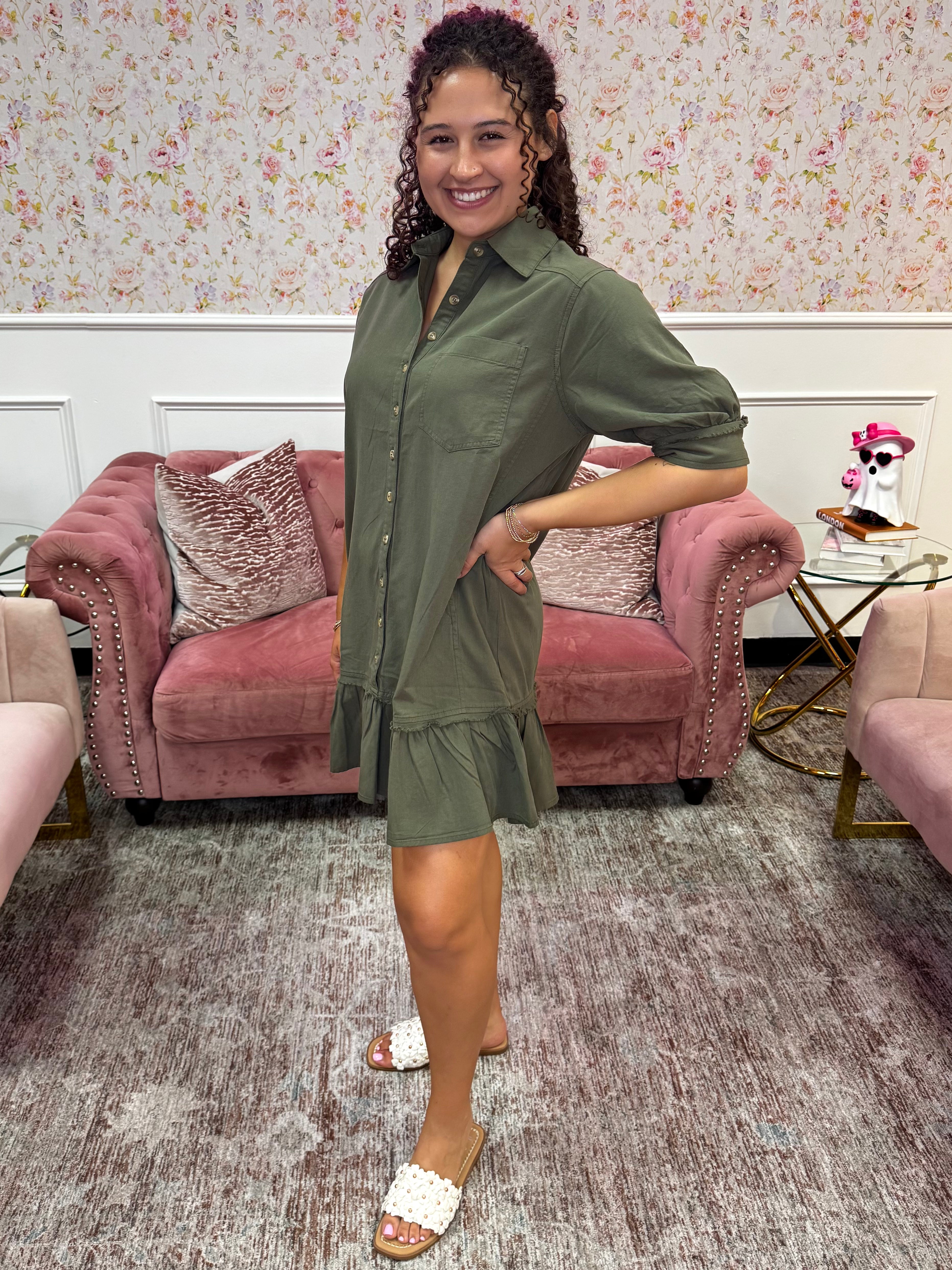 Olive After Hours Ruffle Dress By EESOME