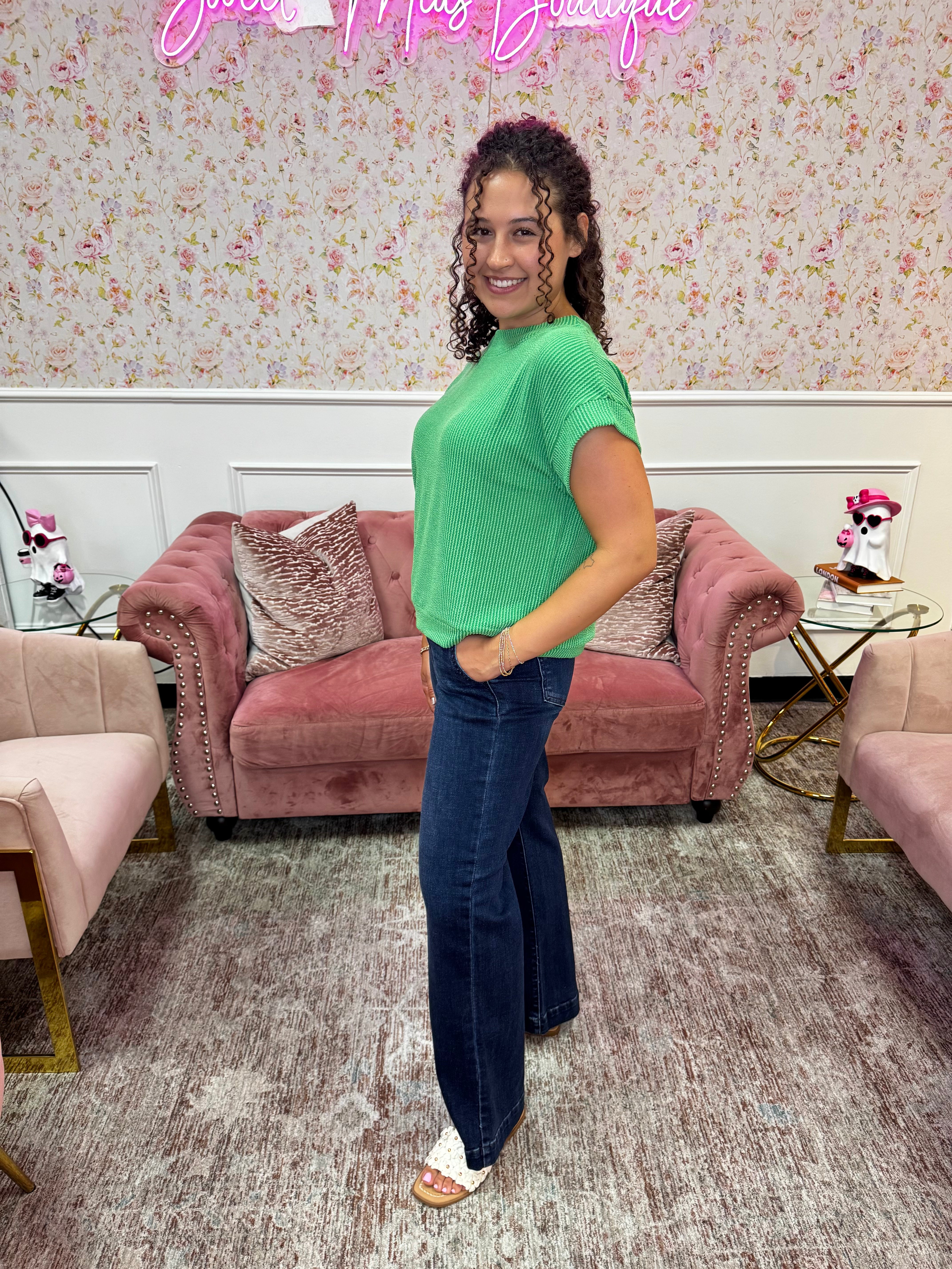 Raised Rib Cap Sleeve Top By Zenana