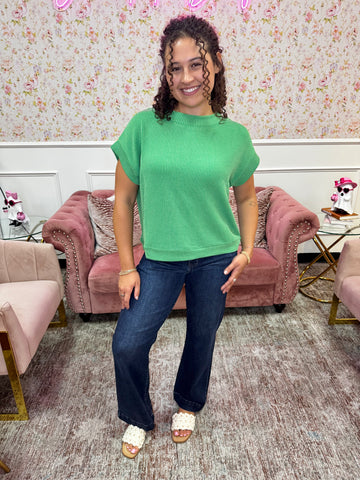 Raised Rib Cap Sleeve Top By Zenana