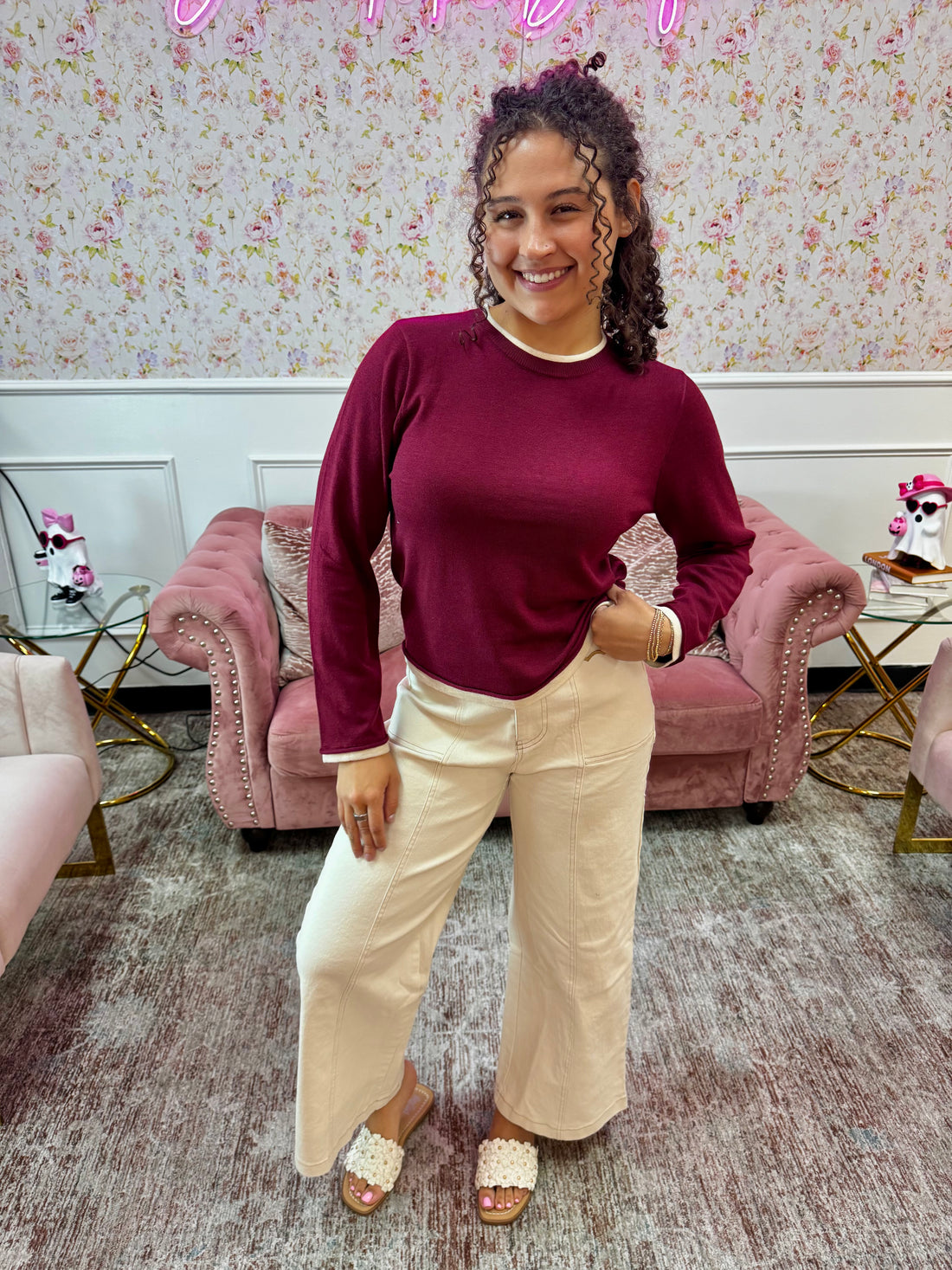 Wool Blend Round Neck Sweater By Zenana