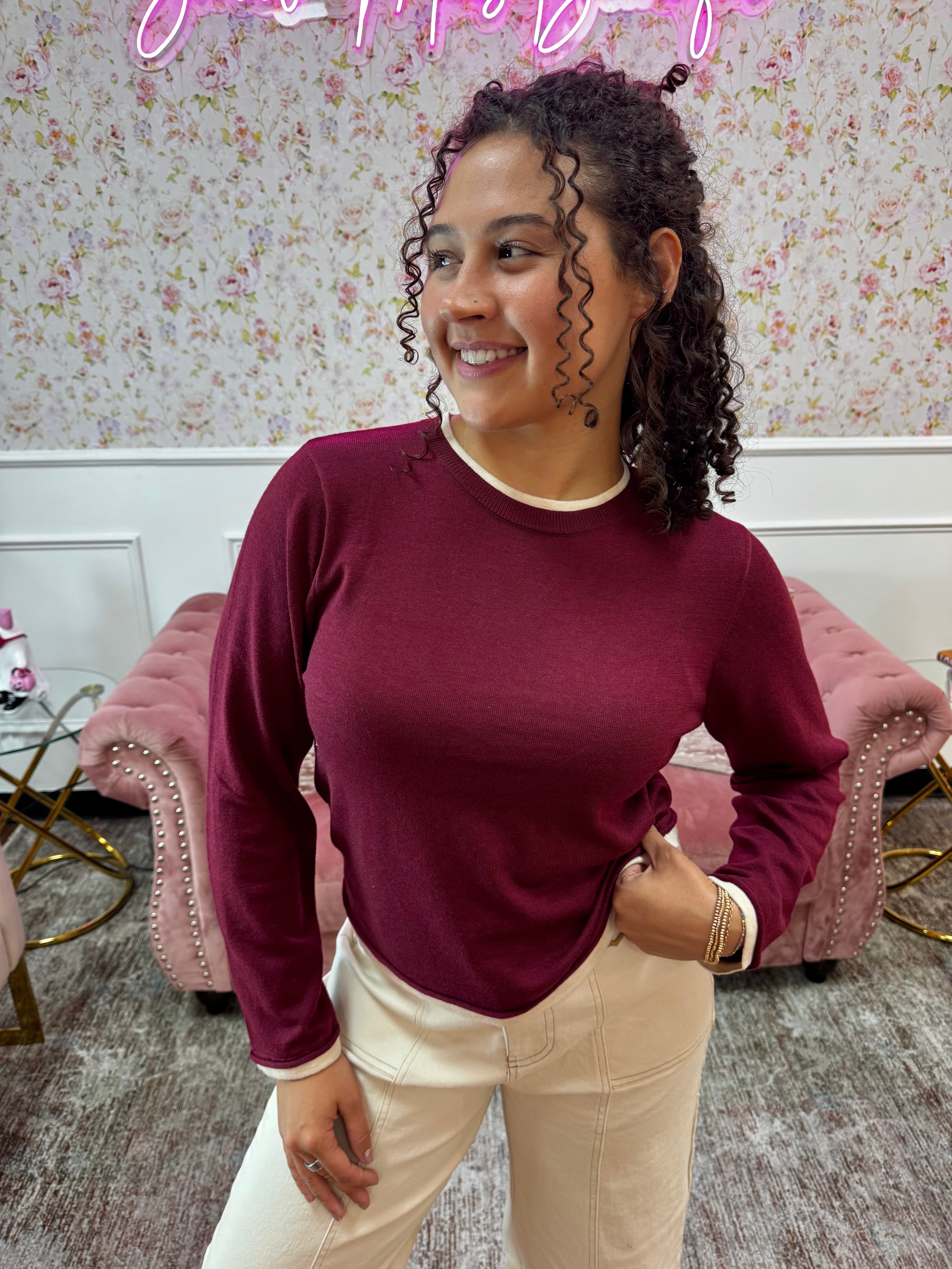Wool Blend Round Neck Sweater By Zenana
