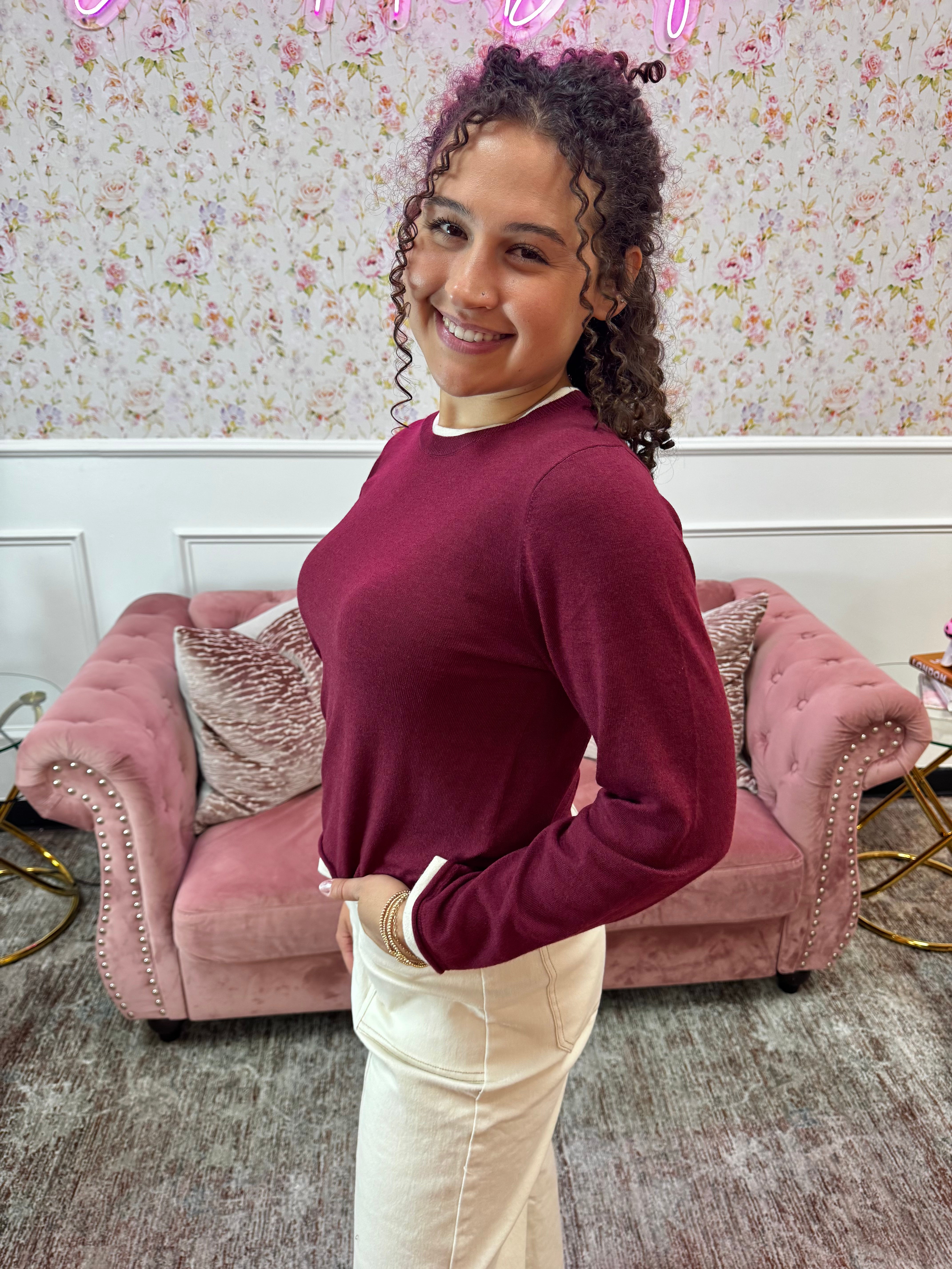 Wool Blend Round Neck Sweater By Zenana