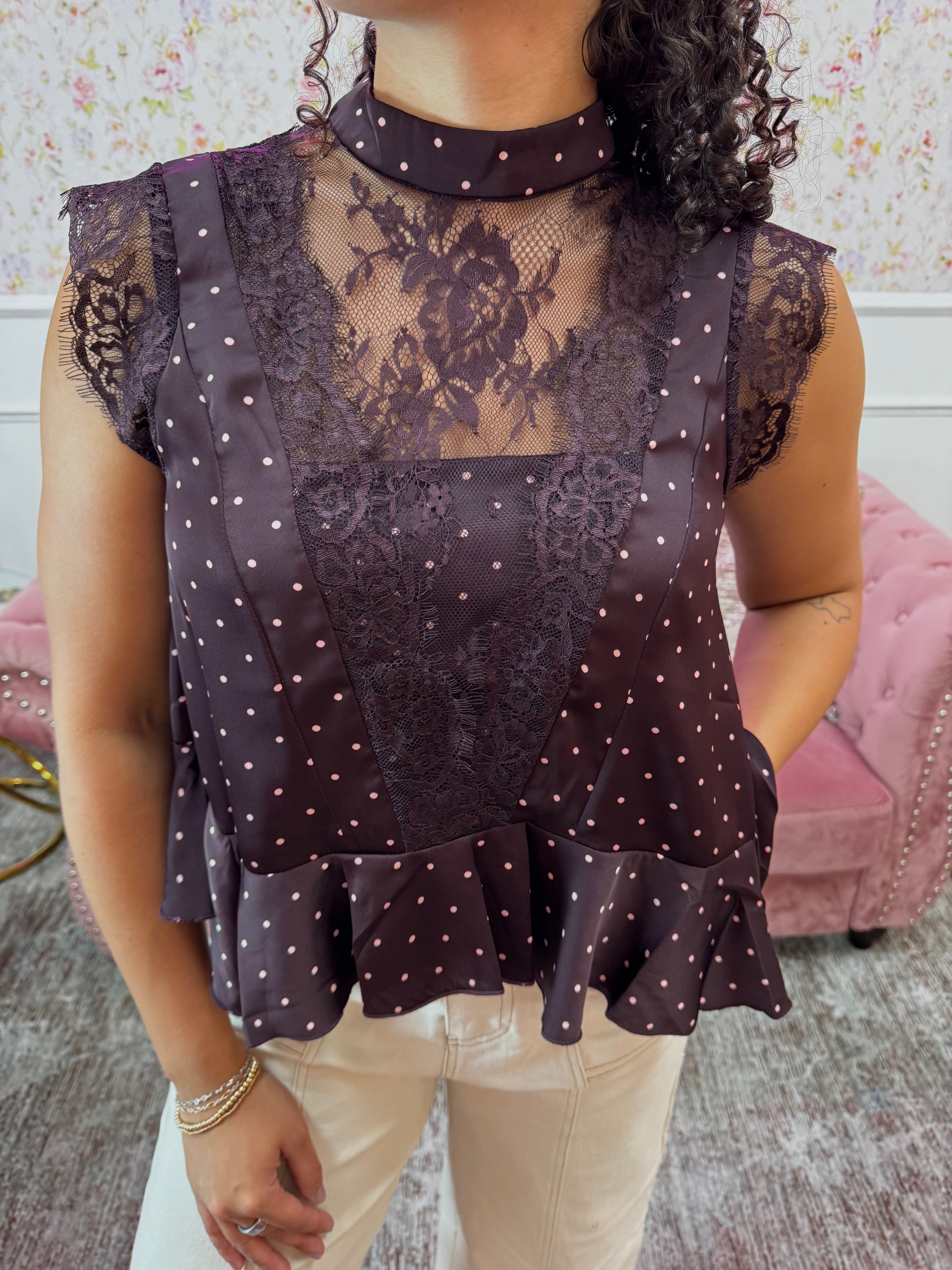 Merlot Moments Satin Blouse By So me