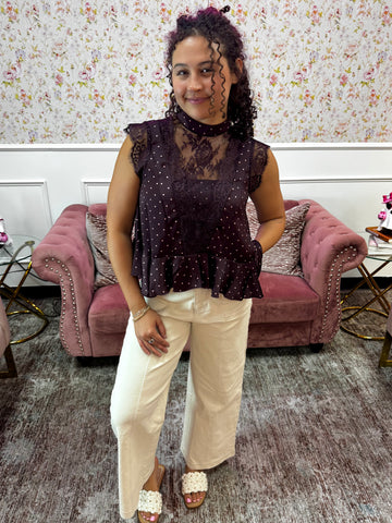 Merlot Moments Satin Blouse By So me