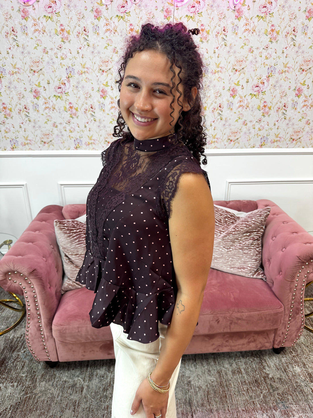 Merlot Moments Satin Blouse By So me