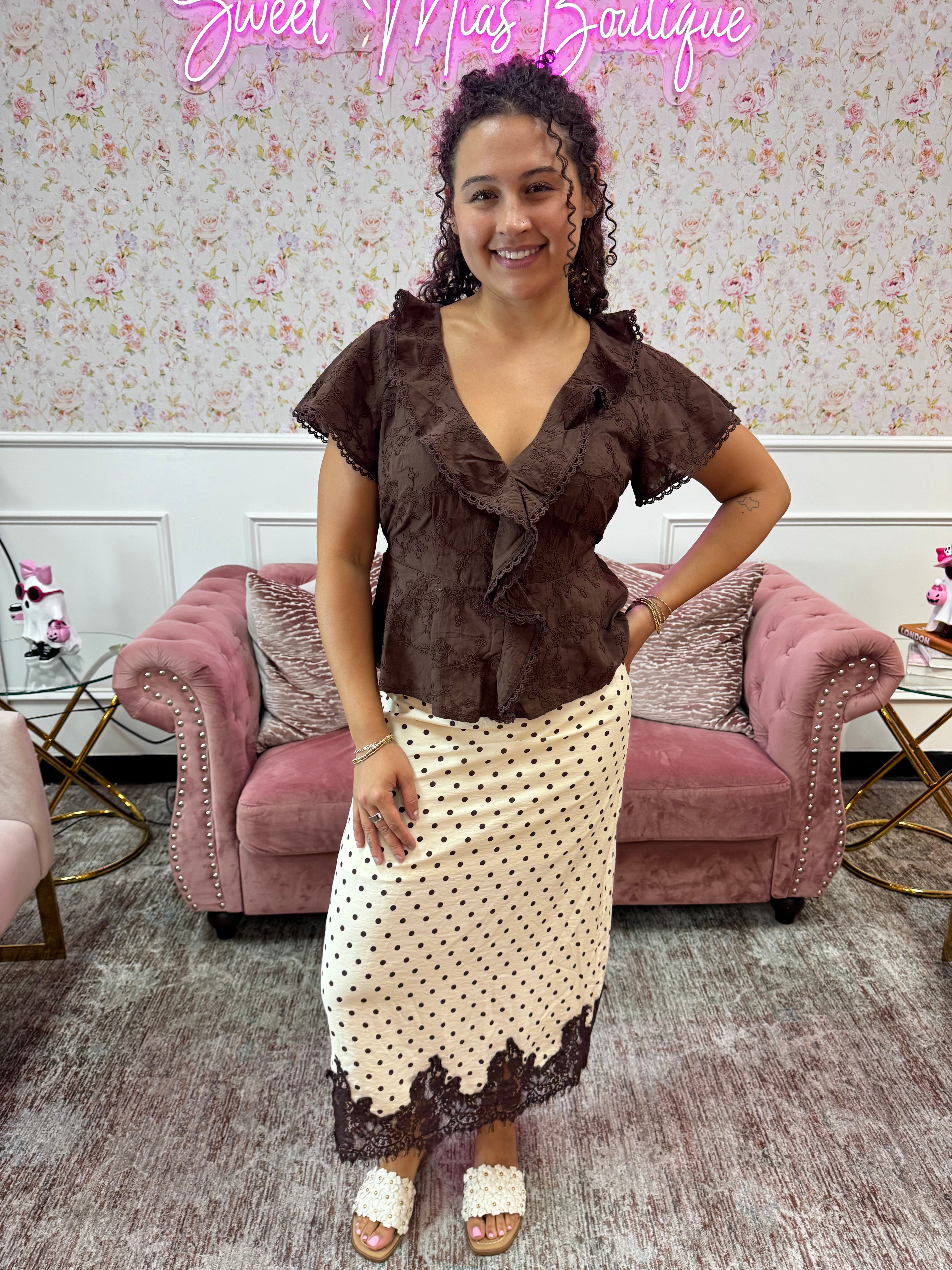 Love in the Details Ruffle Blouse By Easel