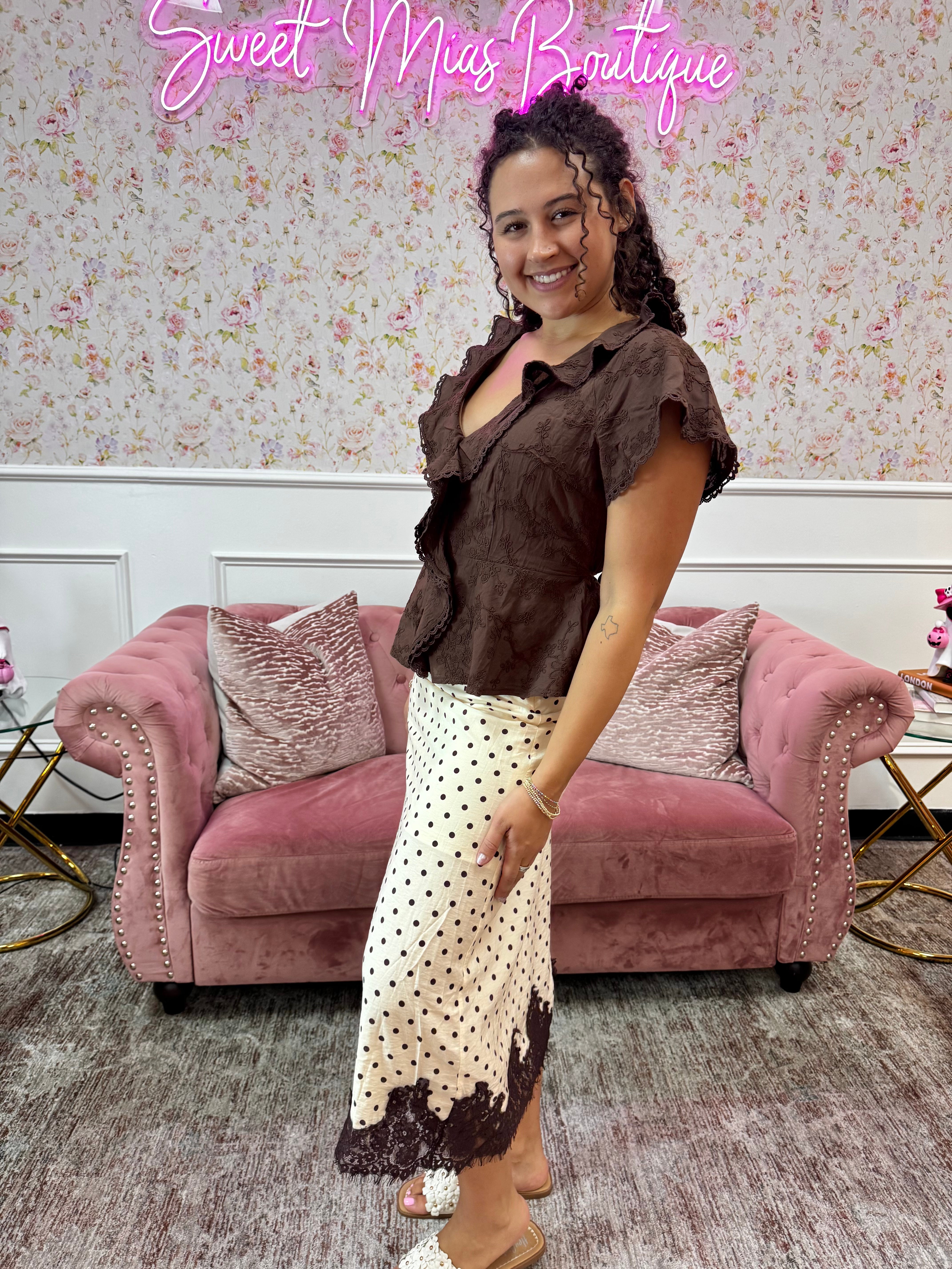 Love in the Details Ruffle Blouse By Easel